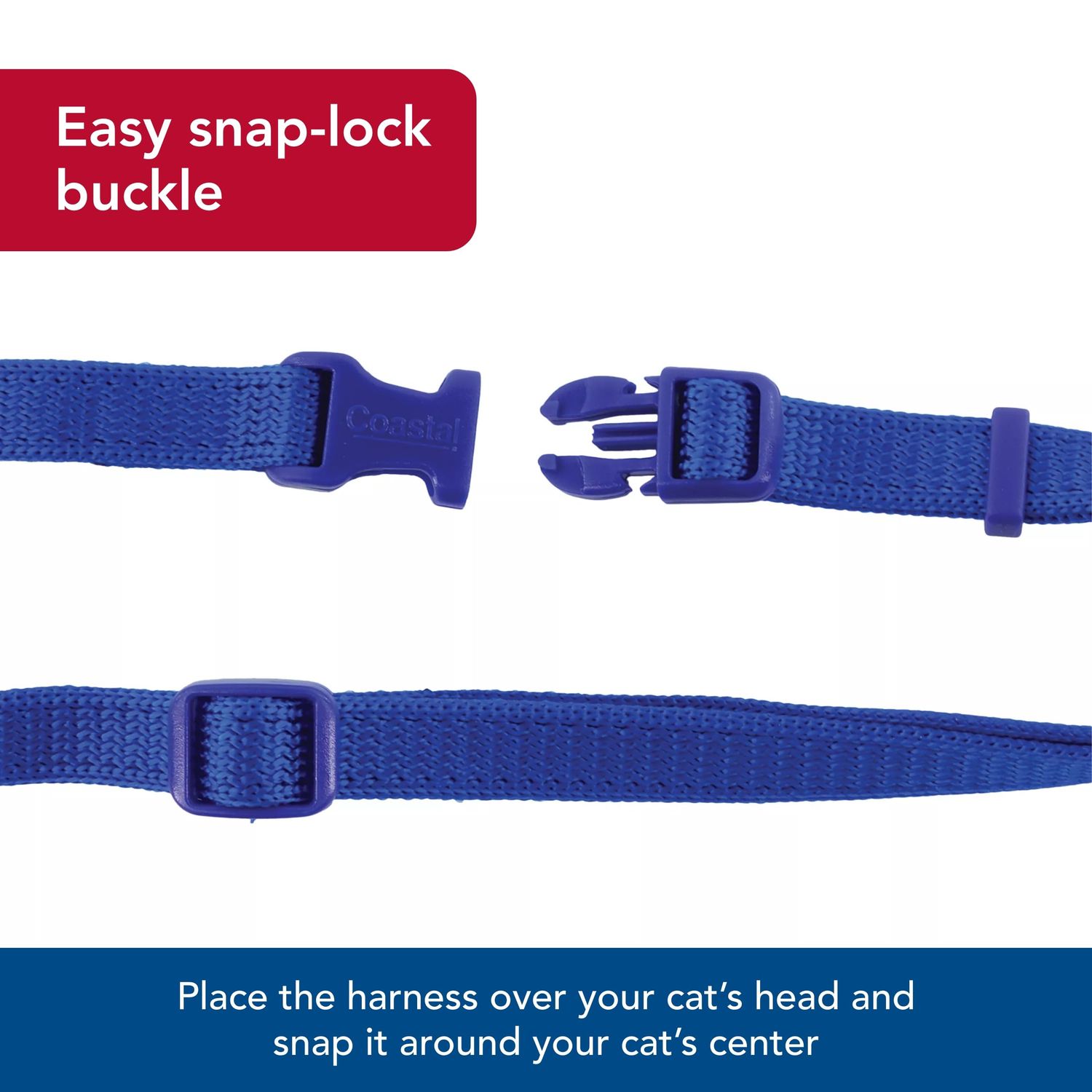 Coastal Pet Size Right Snag-Proof Adjustable Cat Harness - Comfortable Harness for Cats - Adjustable - Quality Pet Supplies - Medium & Small - Blue, 3/8" x 12-18"