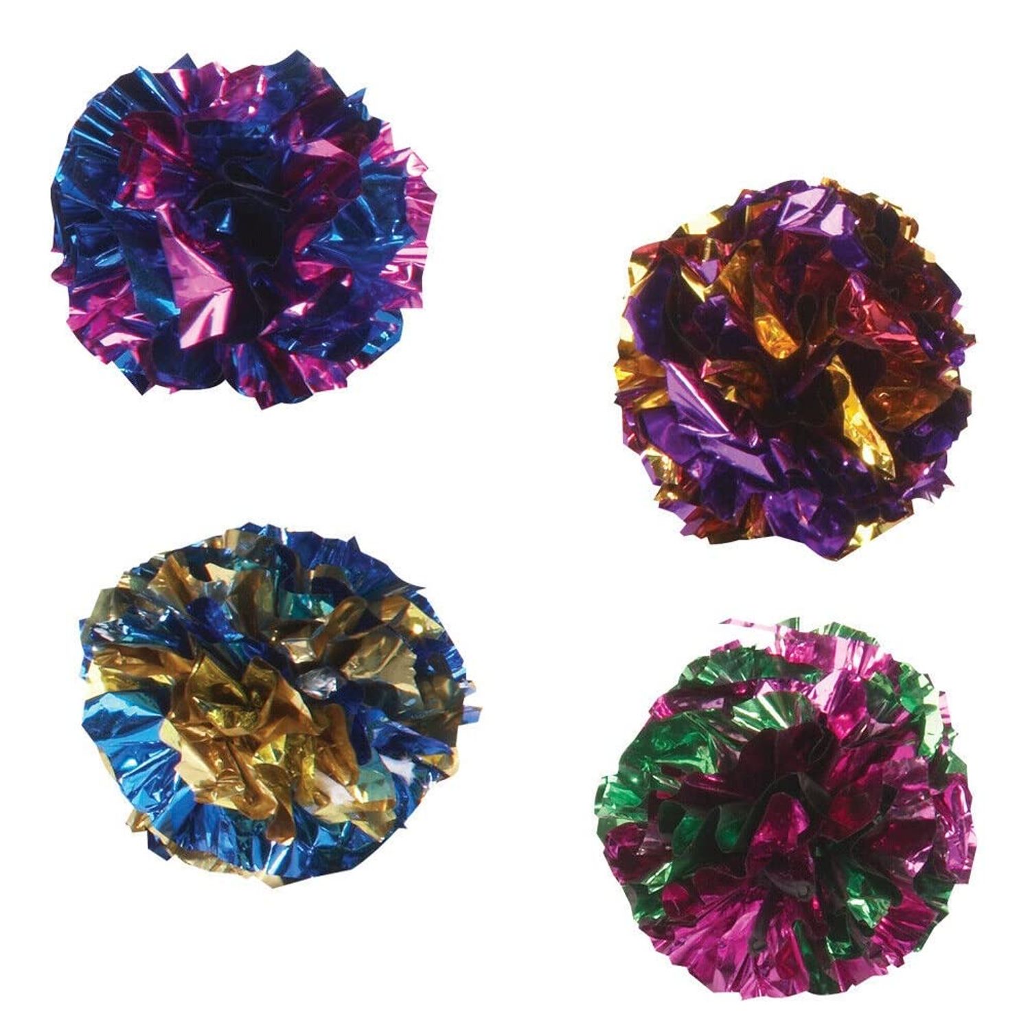 Small Mylar Ball Cat Toys Shiny Reflective Metallic Kitten Play Colors Vary (Four Balls)
