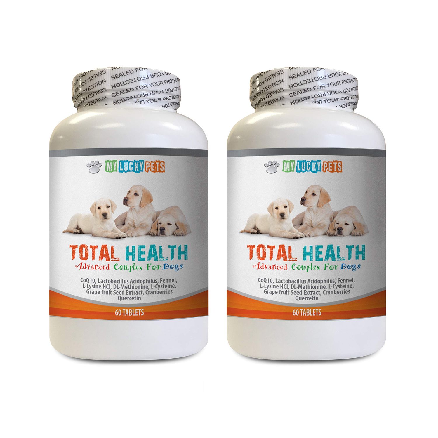 MY LUCKY PETS LLC Dog Coat Conditioner - Dogs Total Health Complex - Hair Coat Skin Teeth Gums Eye Urinary Support - Immune Booster - Dog Food for Immune System - 120 Tablets (2 Bottles)