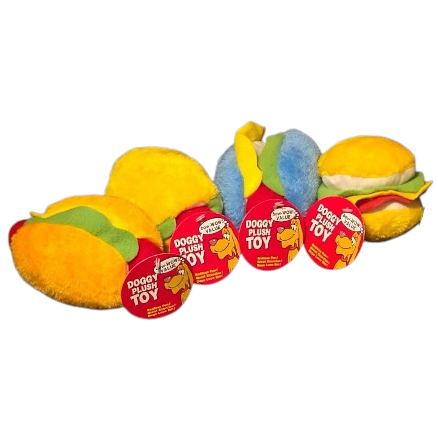 HEALTH & OUTDOORS Hot Dog and Hamburger Squeaker 2 Pack Combo Pack Chew Toy for Dogs, Funny Cute Plush Toy (Colors Vary)