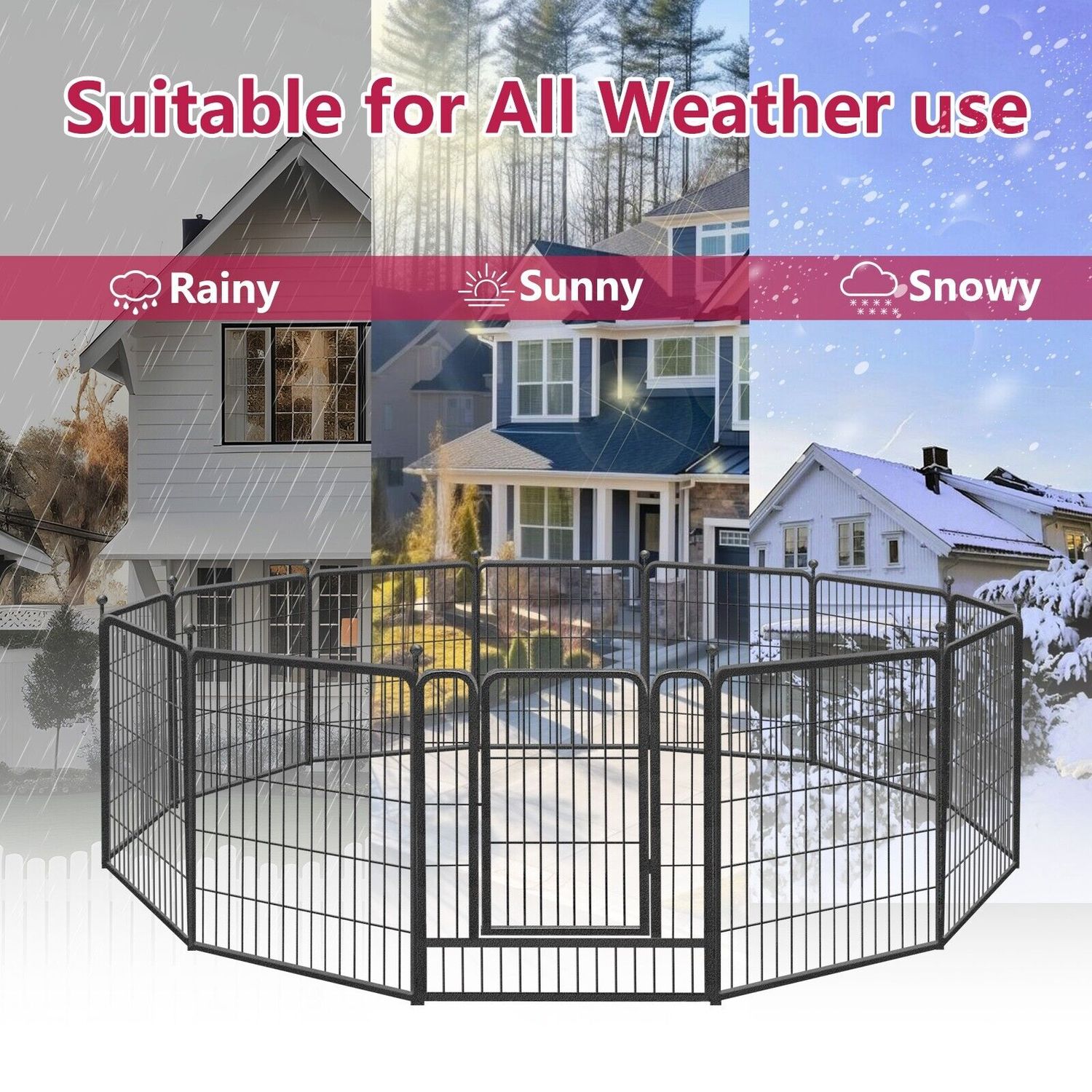32 Inch Heavy Duty Dog Playpen 16 Panels Exercise Pen Pet Fence Cage with Door