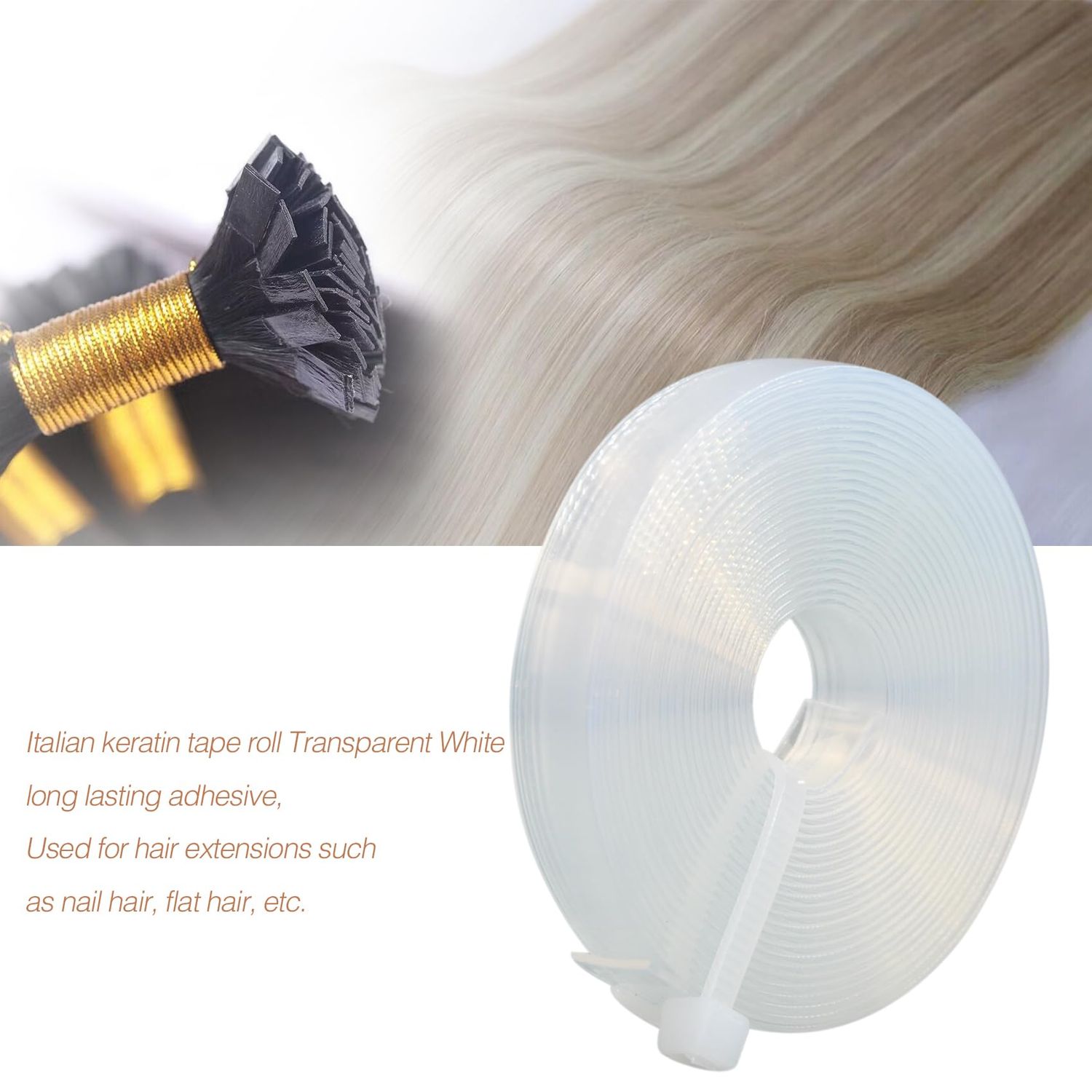 Coloryoung 0.9m Keratin Glue for Hair Extension, Transparent White, Hot Fusion Nail/I Tip Hair Extensions, 3m Bonding Adhesives