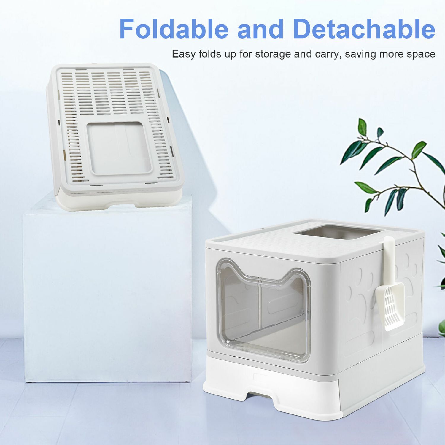 Enclosed Pet Cat Litter Box Tray Pan Hygienic Easy Scoop Large Hooded Toilet