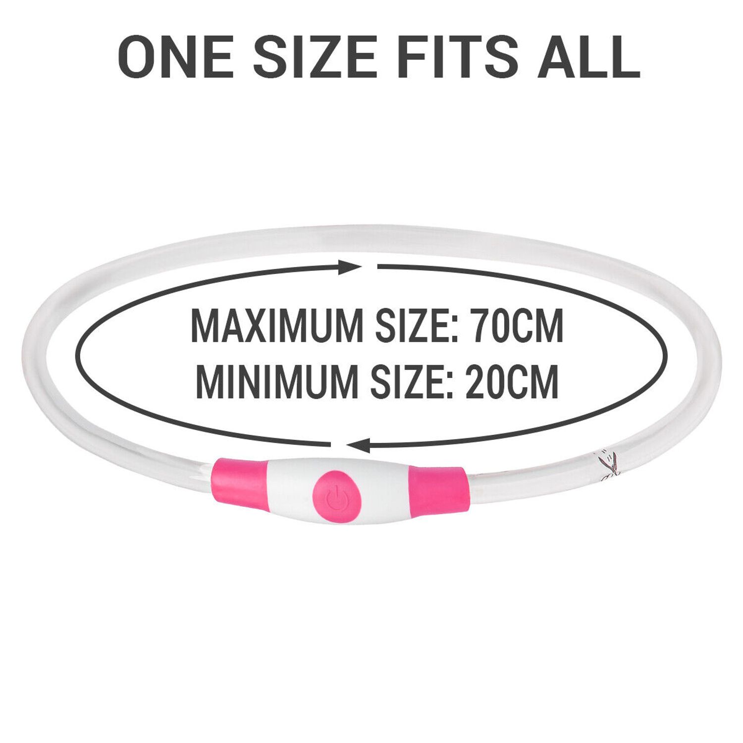 Pink USB Rechargeable Flashing LED Dog Collar Pet Night Safety Light Adjustable