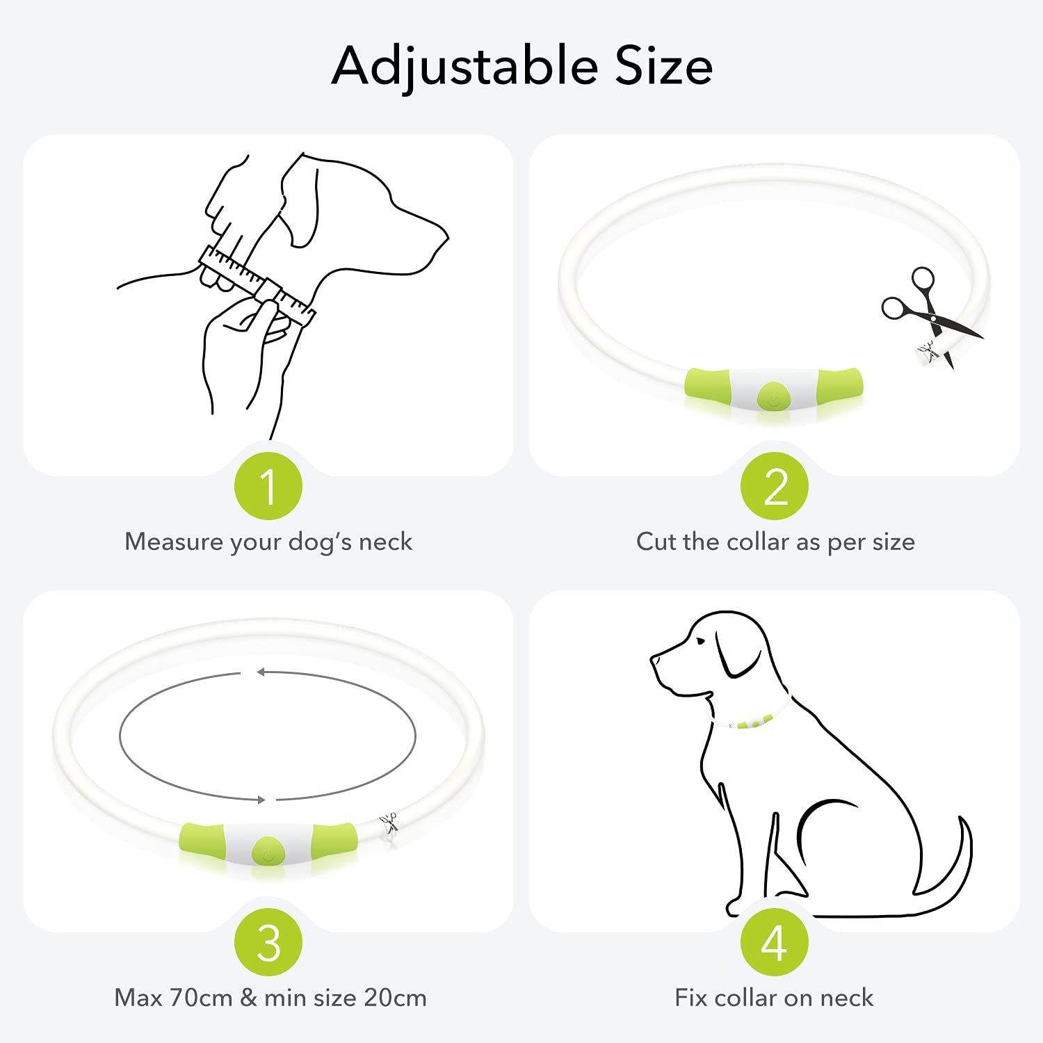 Colaseeme LED Dog Collar Light Up Dog Collars 1 Count USB Rechargeable TPU Glow Safety Basic Dog Collars for Large Medium Small Dogs (Green)