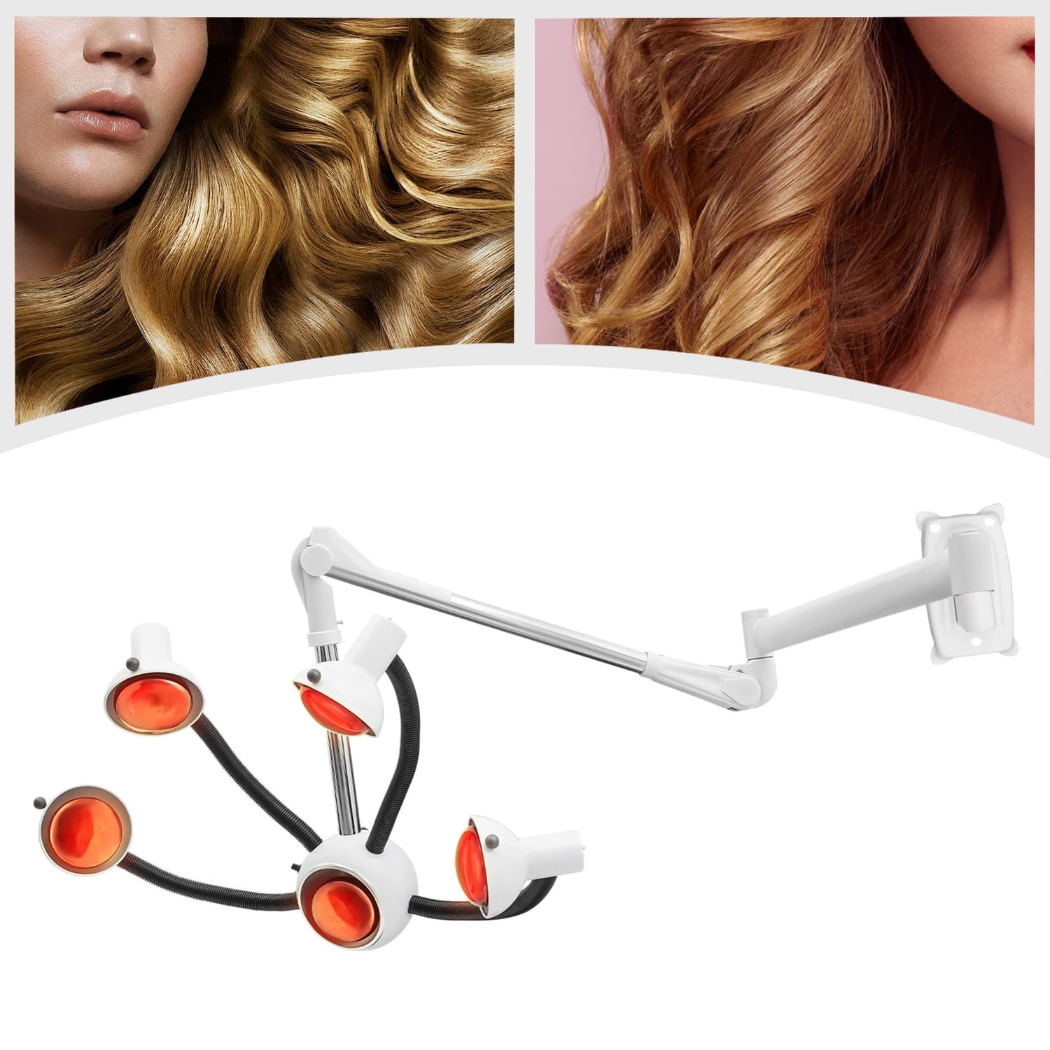 5 Head Infrared Heat Lamp, Salon Hair Dryer Color Processor, Adjusting Angle Wall Mounted Hair Steamer for Salon, Styling Perming Dryer Salon Heat Lamp