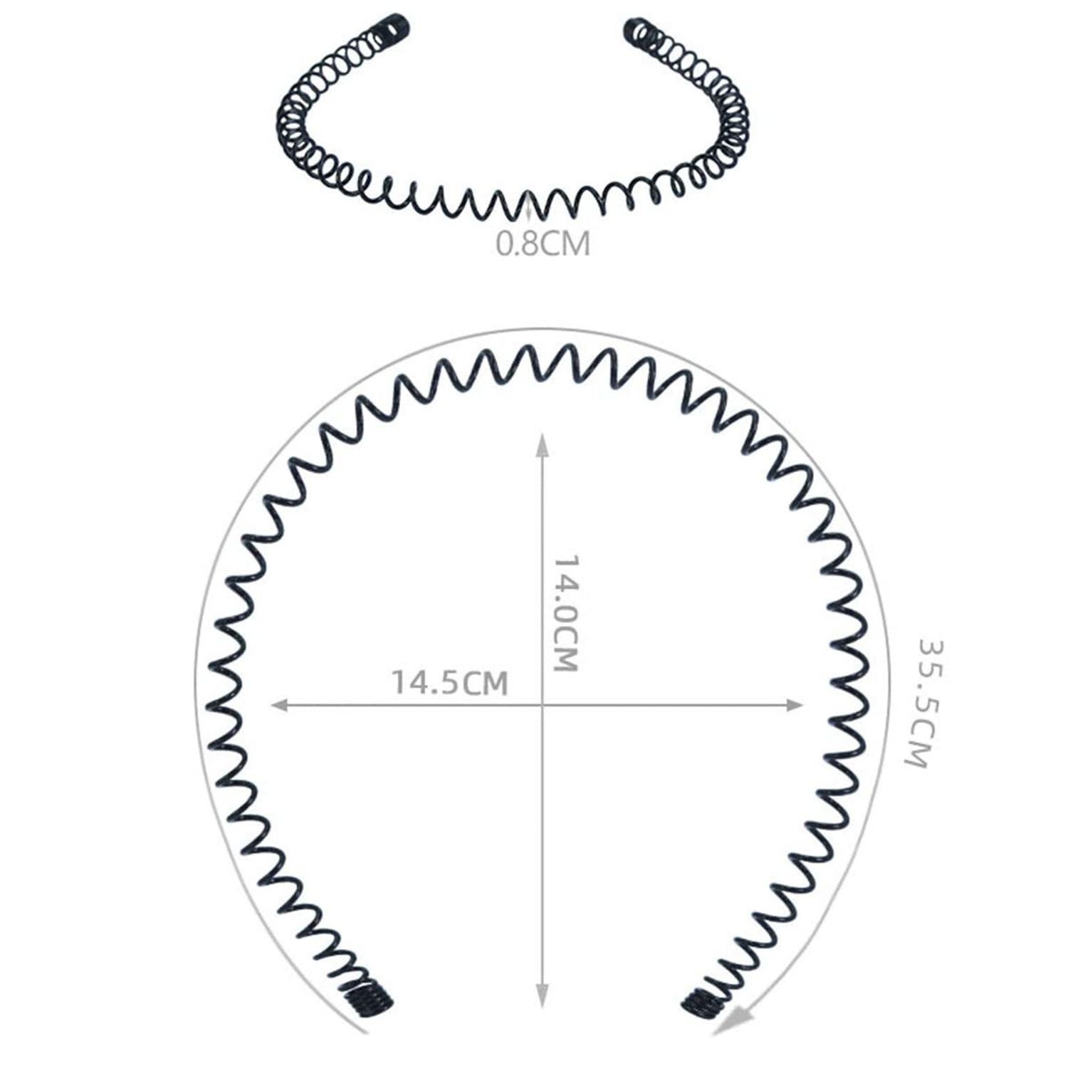 JINBUYAO 18 Pcs Metal Hair Band for Men Unisex Black Wave Headband Spring Shaped Sport Hair Bands Women's Yoga Hairband Hair Accessories