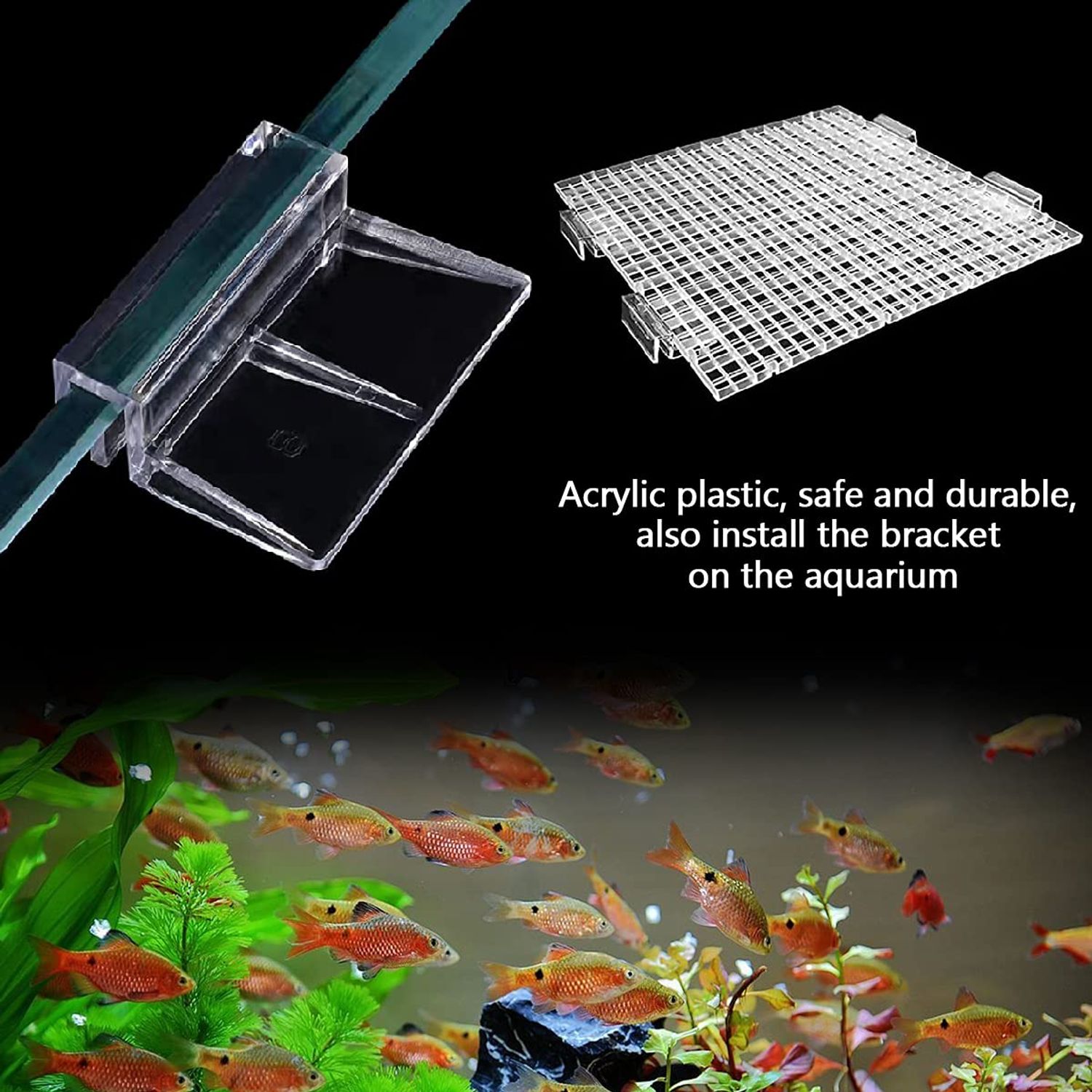 LEEFONE 16 PCS 8mm Acrylic Aquarium Cover Clip, Clear Fish Tank Glass Cover Clip Support Holder Universal Lid Clips for Rimless Aquariums