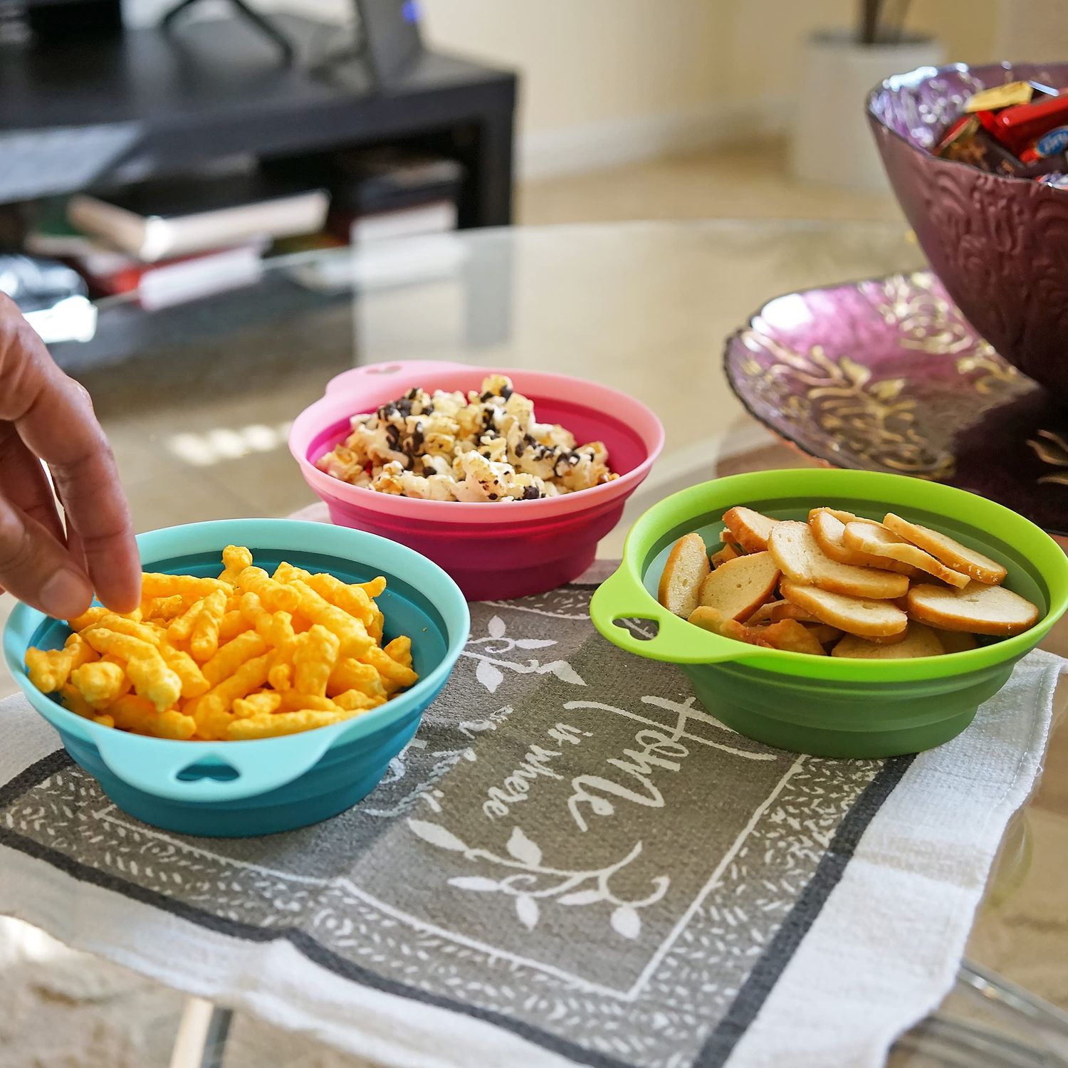 Southern Homewares Collapsible Silicone Pet Bowl Travel Set 3 Piece for Home Pets Water Feed Dorms Camping, SH-10152