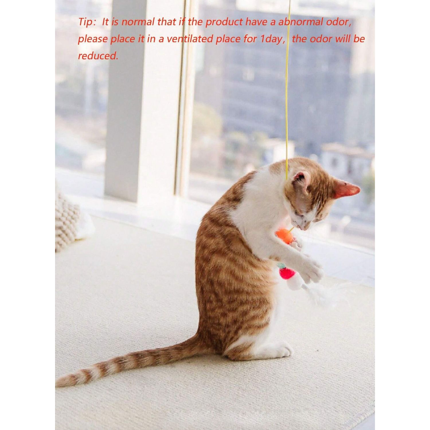 1pc Pet Cat Teaser Wand With Feathers & Fun Kitten Toy