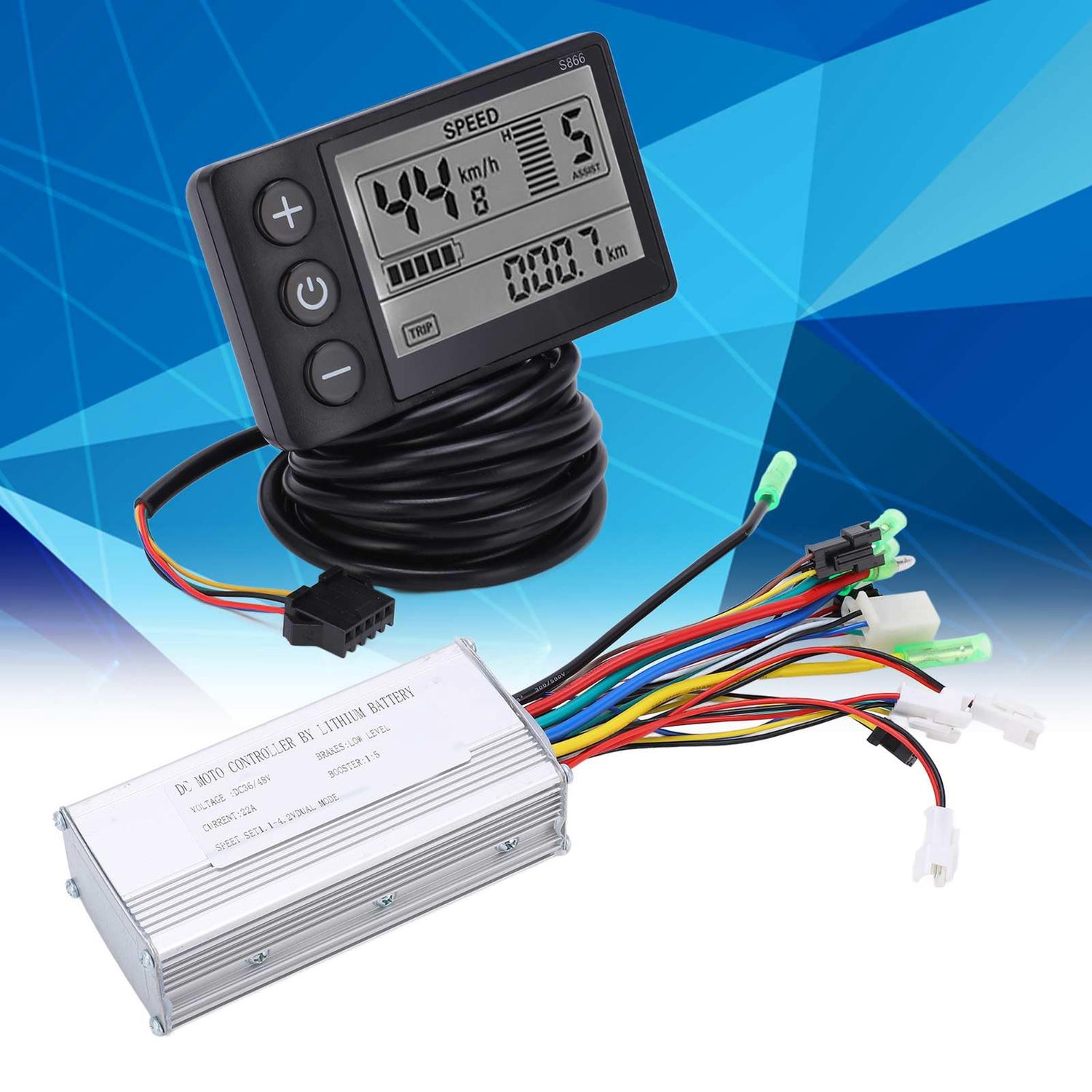 RiToEasysports Electric Brushless Controller Kit, 36/48V 500/750W Brushless Controller Kit with LCD 866 Display Meter 22A9 Tube for Electric Scooter