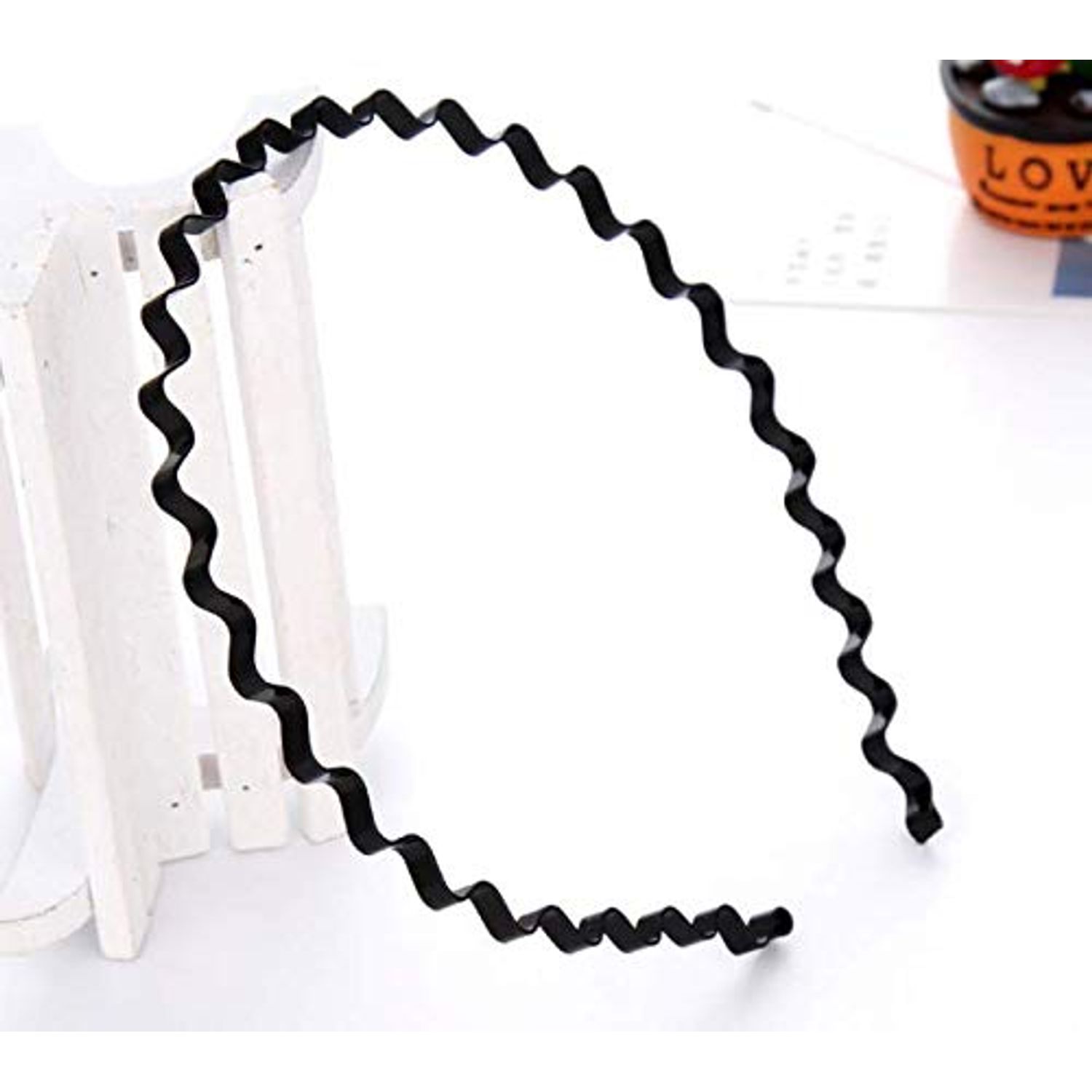 LASSUM 3 Pcs Unisex Black Spring Wavy Hair Hoop Band, Metal Hoop Hair Band Girl Men`s Head Band Accessory