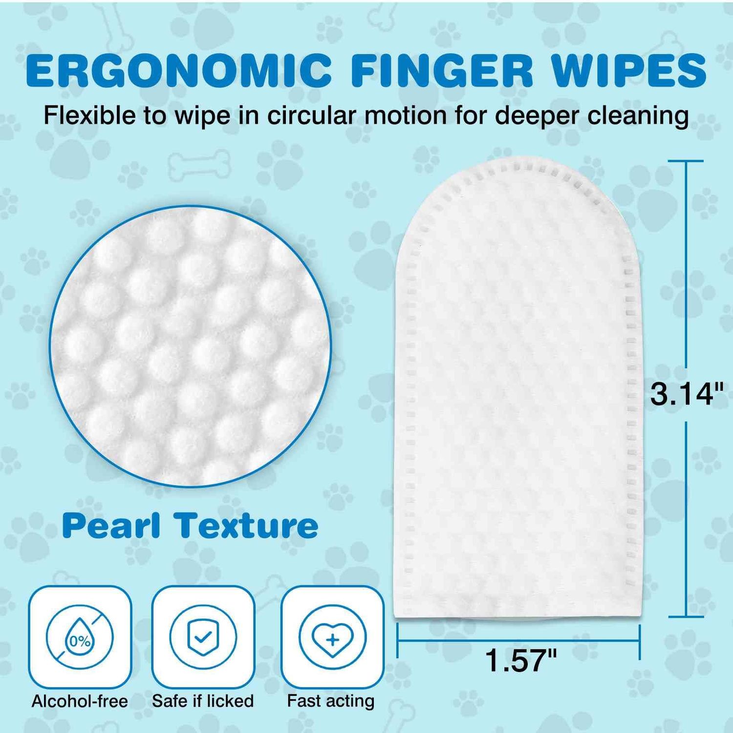 UrbanX PET Ear Finger Wipes for Irish Water Spaniel and Other Sporting Dogs Ear Cleaner, Ear Wipes for Dogs - Remove Ear Wax - Soothes & Deodorizes, Relieves Ear - 50 Count