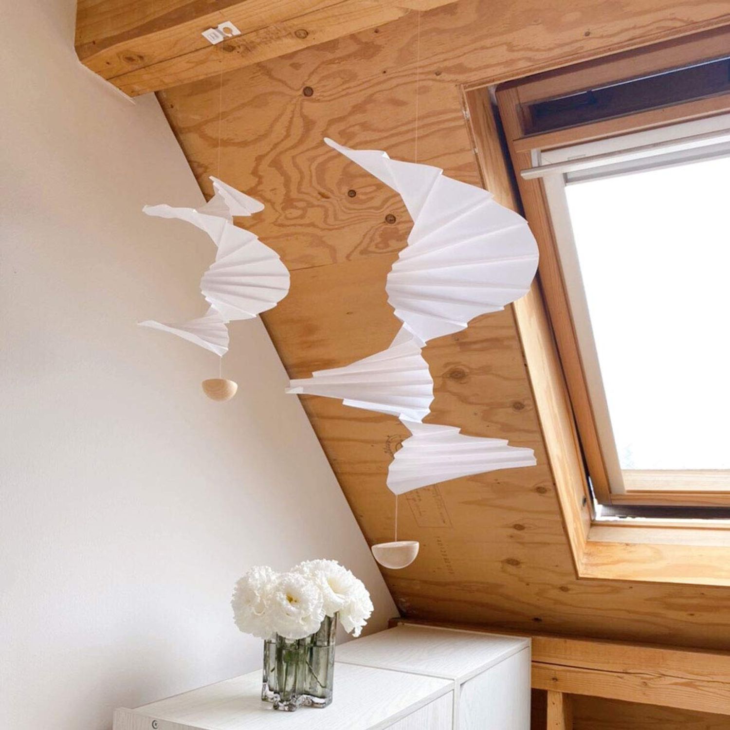 Airflow 24 Hanging Mobile - 18 Inches Plastic and Wood Ball - Handmade in Denmark by Flensted