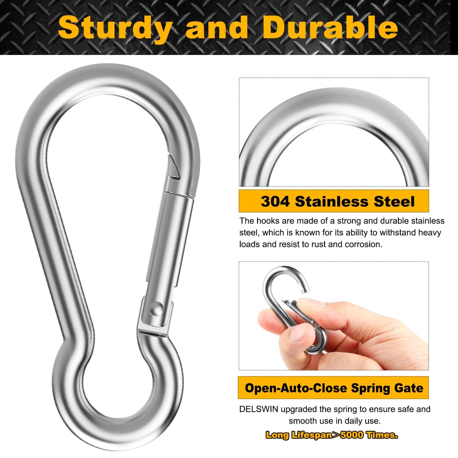 12 Pcs Small Carabiner Clip - Stainless Steel Spring Snap Hook for Bird Feeders or Dog Leash & Harness, Quick Link Keychain(M4,40mm, can Hold 150lbs)