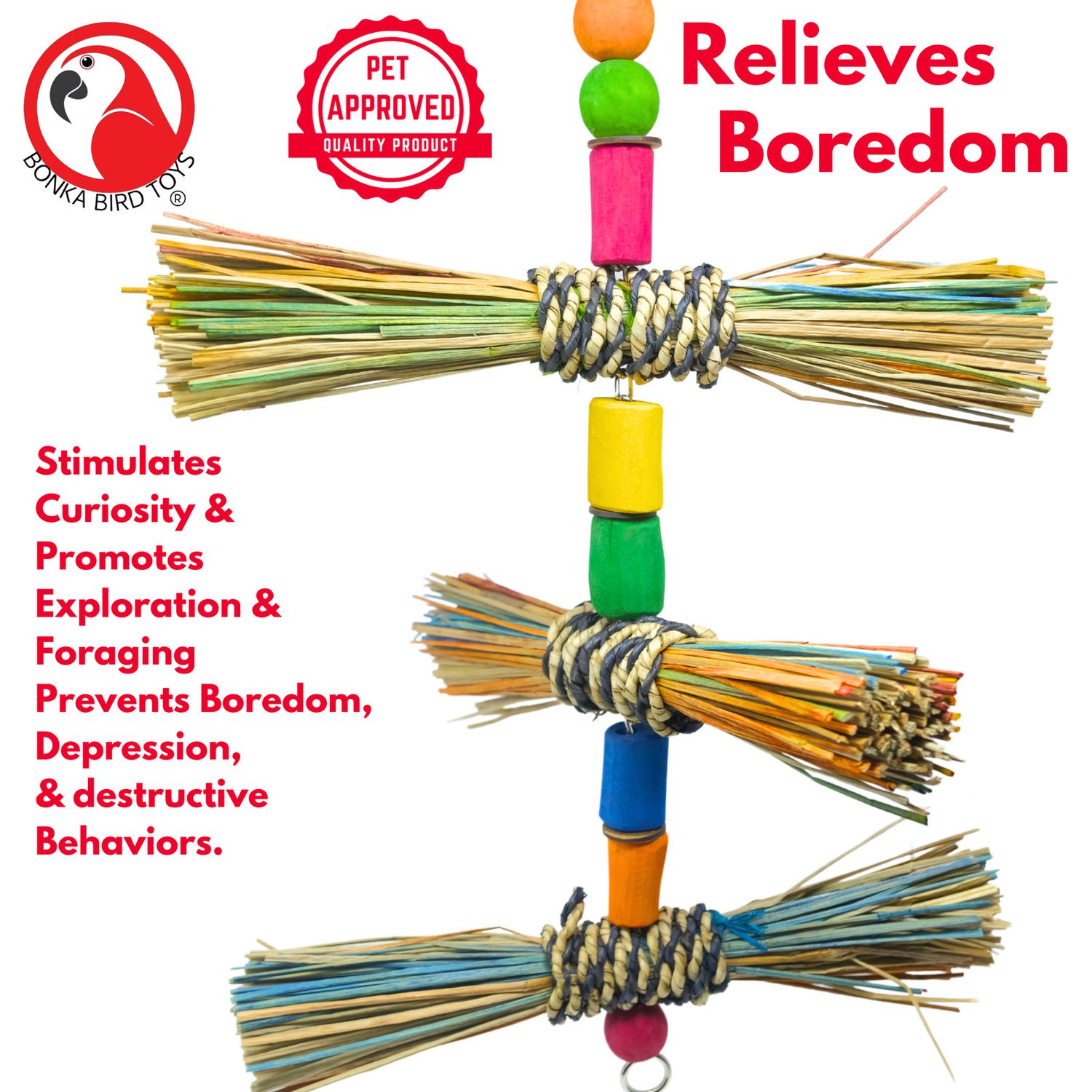 Bonka Bird Toys 2661 Straw Stepper Natural Chew Preen Peck Parrot Cage Toy Pet