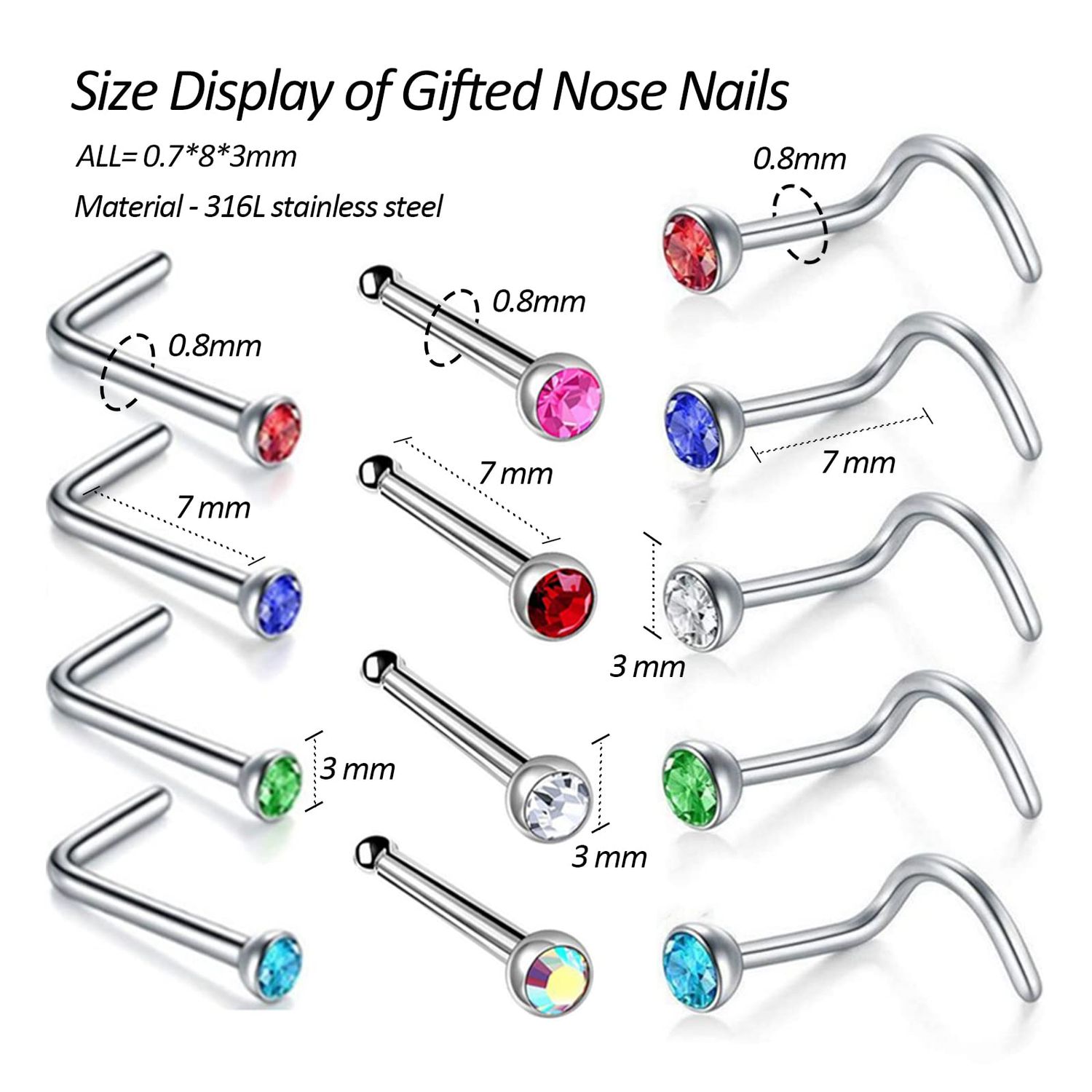 Firstomato 2 Pack Self Use Nose Piercing Gun Safe Nose Piercing Kit Tool Painless and Allergy Free Nose Piercer with Hypoallergenic Nose Studs