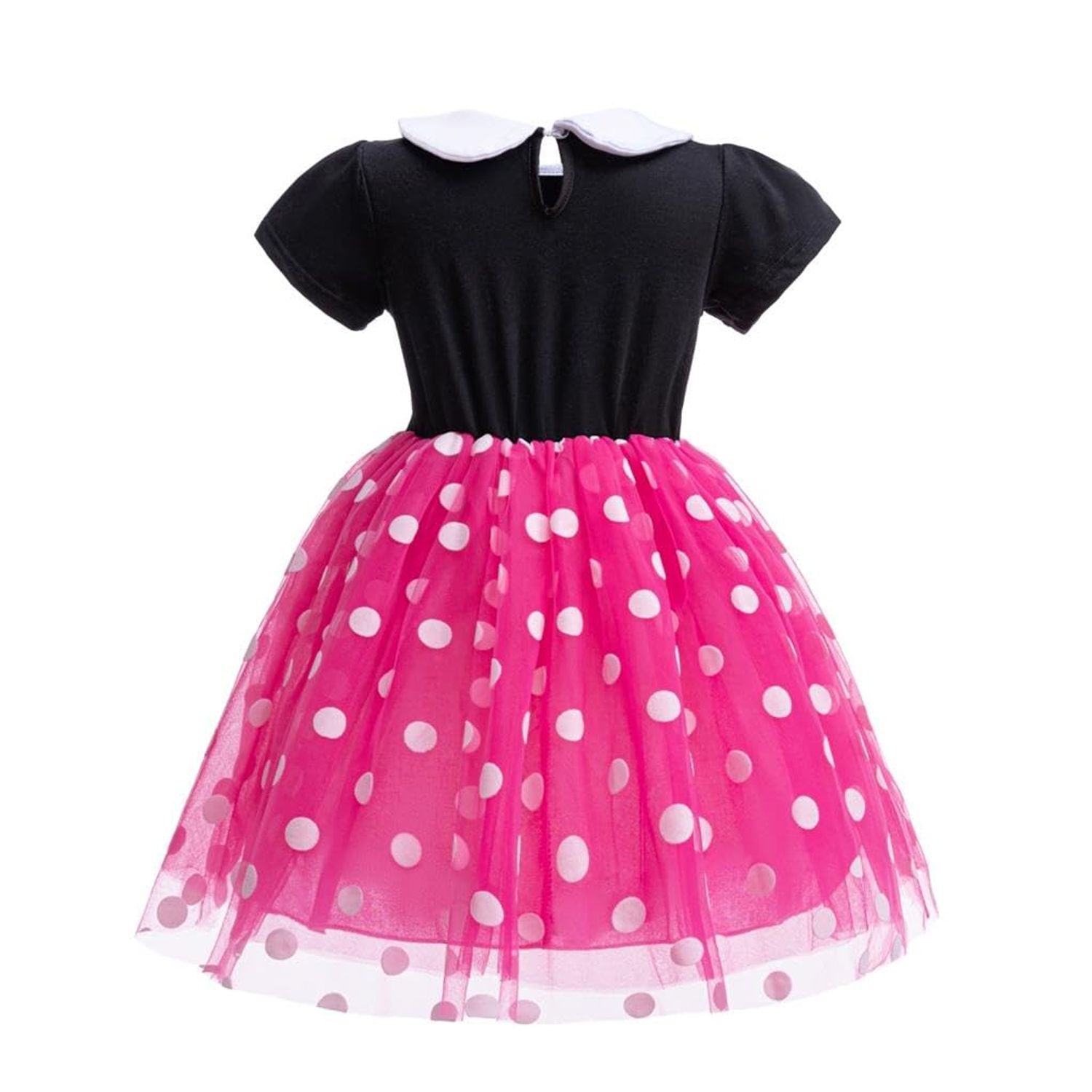 Dressy Daisy Baby Girls Polka Dots Fancy Dress Up Halloween Costume Birthday Party Outfit with Mouse Ears Headband Size 18-24 Months, Hot Pink 426