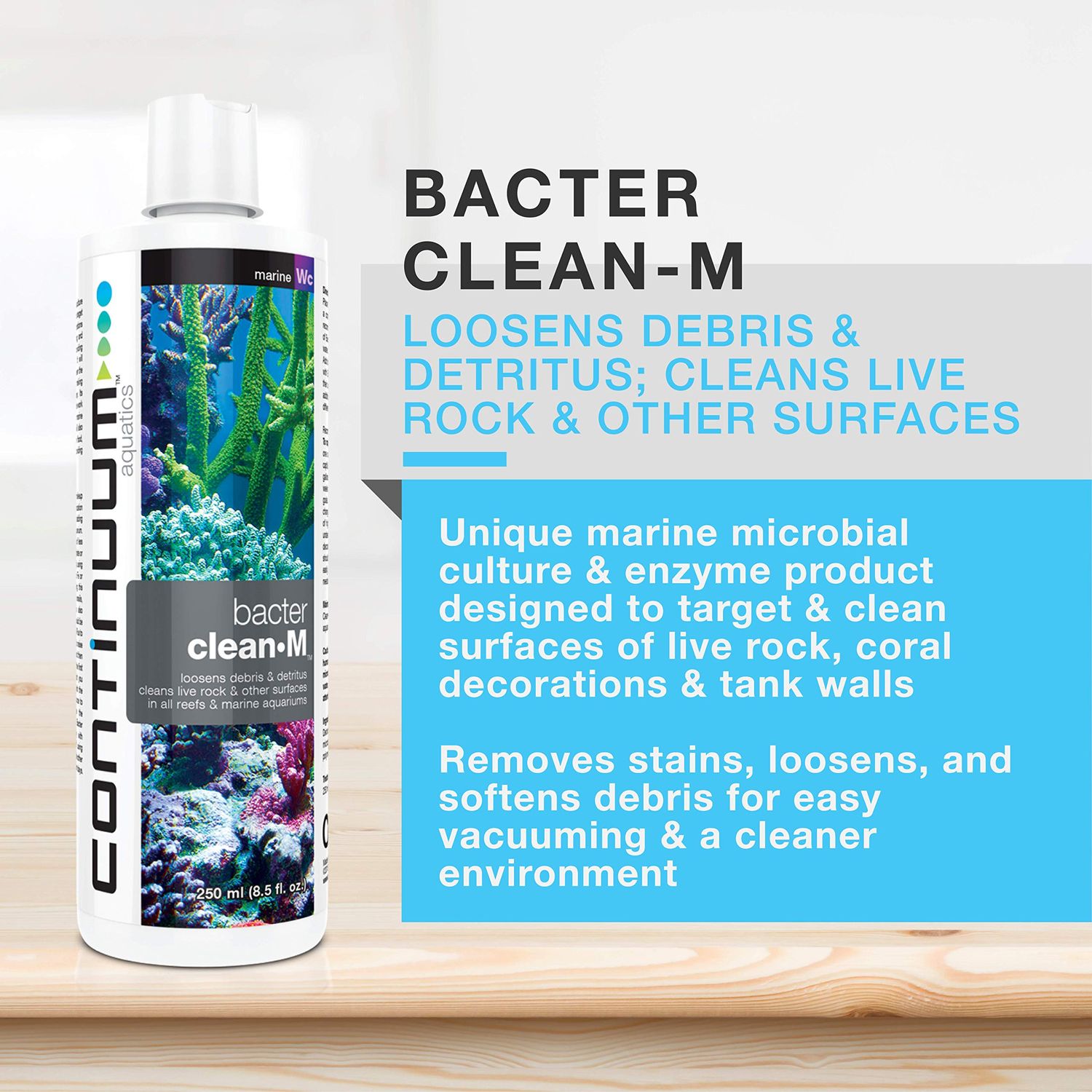Continuum Aquatics BacterClean-M - Cleaning Microbial Culture for Reef and Marine Aquariums, 1 L, Model Number: QBCM1L