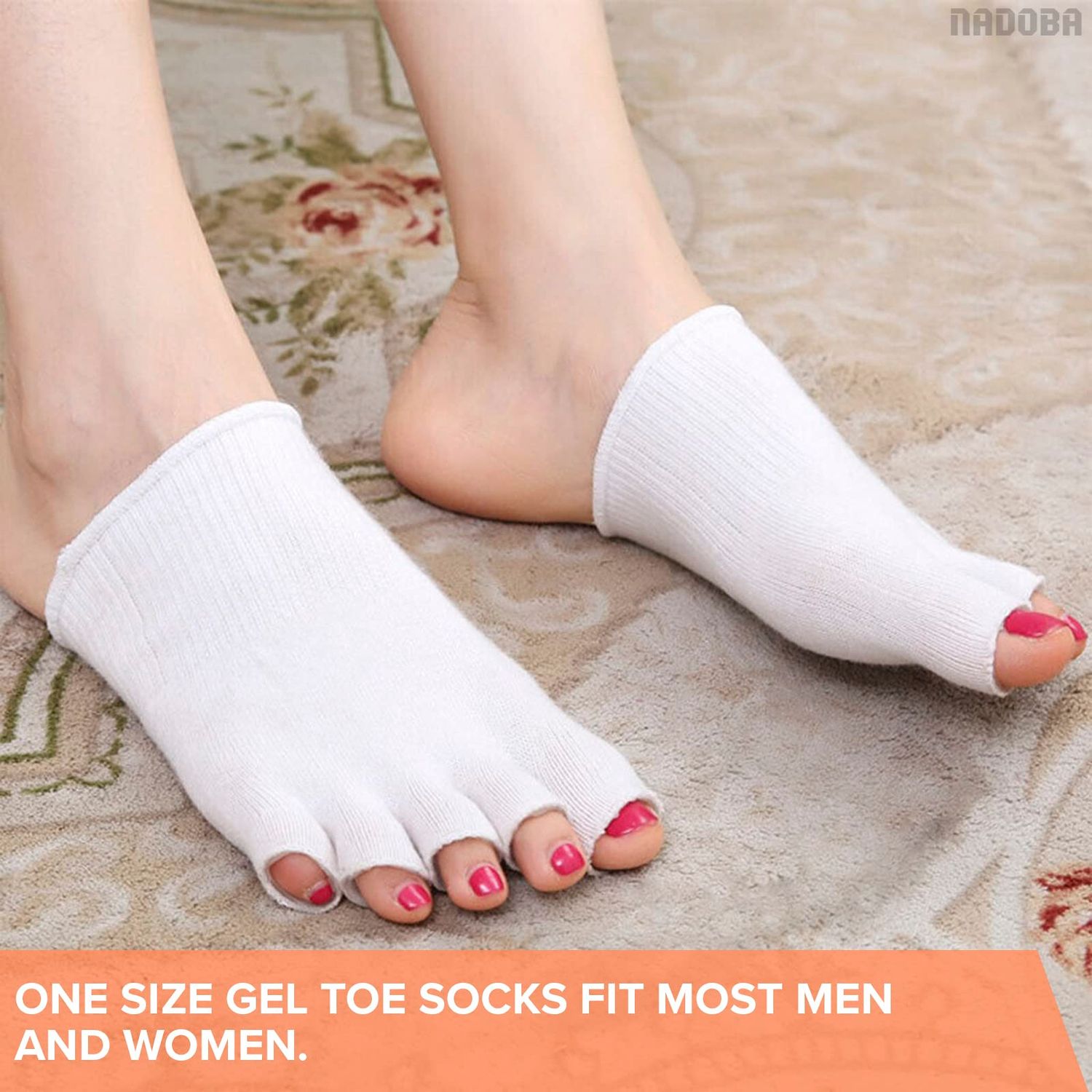 Gel Toe Separator Socks for Women – Pain Relief, Comfortable for Bedtime, Gel Toe Separators for Women Pedicure & Moisturizing, Fits US Sizes 6-10, Soft Cotton, Long-Lasting Design