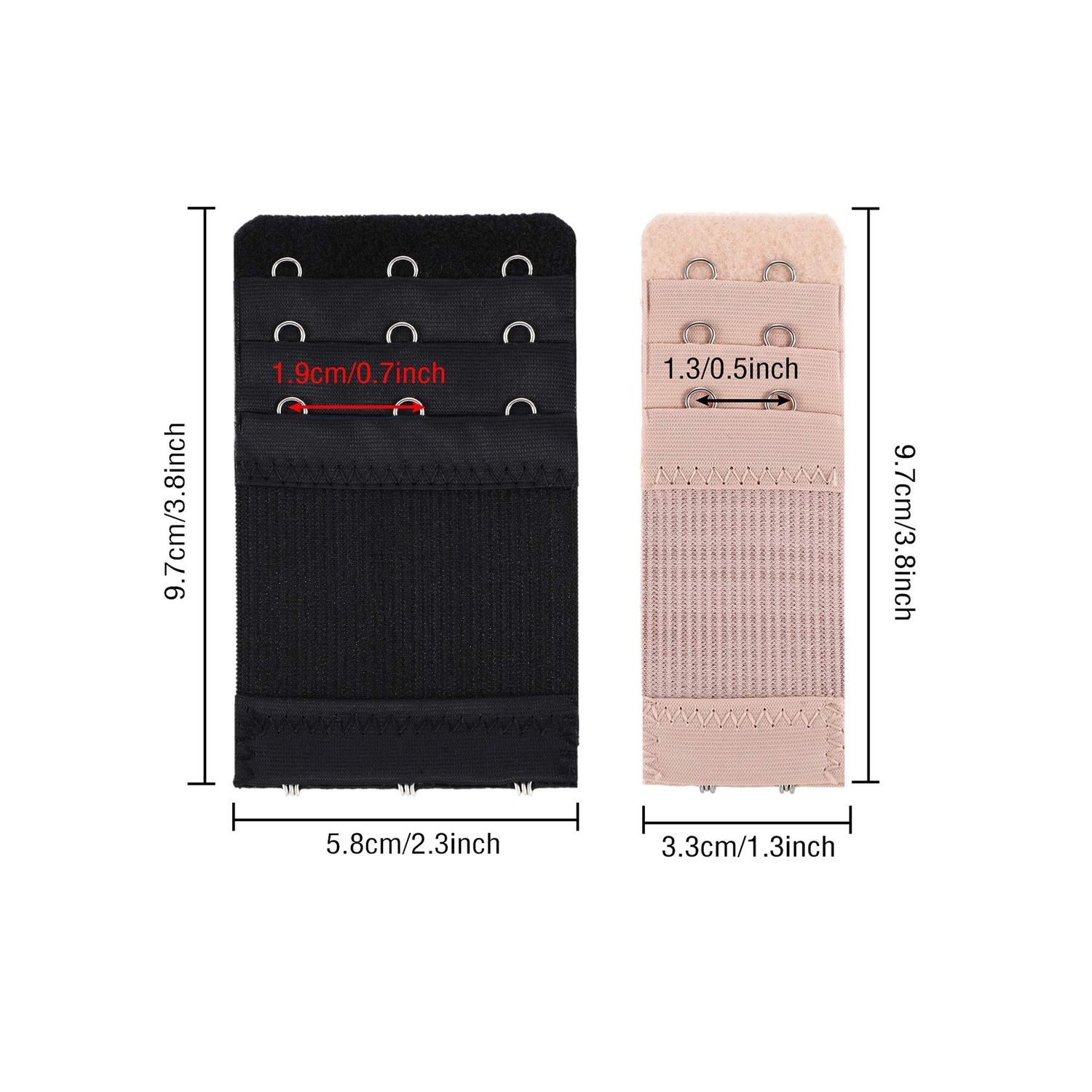 Bememo 6 Pieces Women's Bra Extenders Elastic Stretchy Bra Extension Strap, 3 Rows x 3 Hooks, 3 Rows x 2 Hooks (3 Rows x 3 Hooks, 3 Rows x 2 Hooks, Color Set 1)