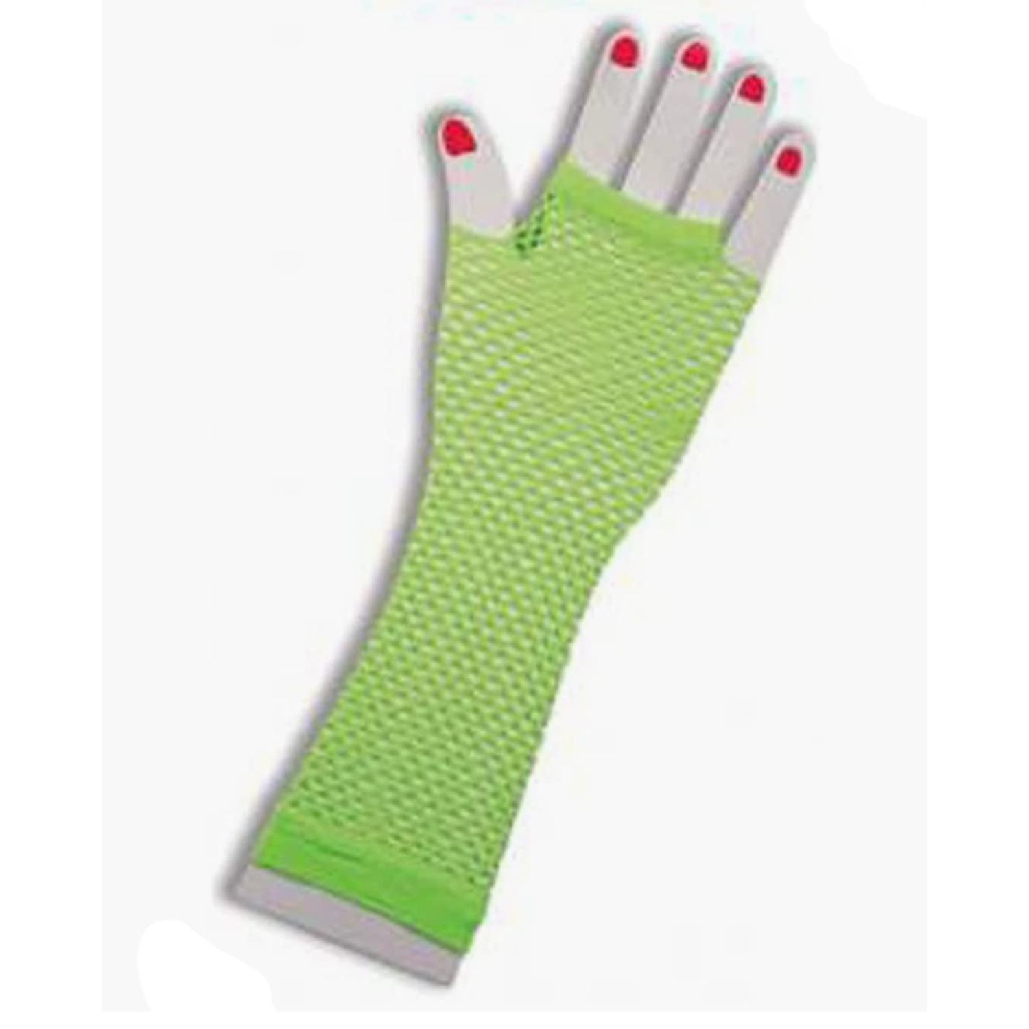 Neon Green Fishnet Gloves Halloween Costume Accessory Party Prop Dress Up Pretend Play