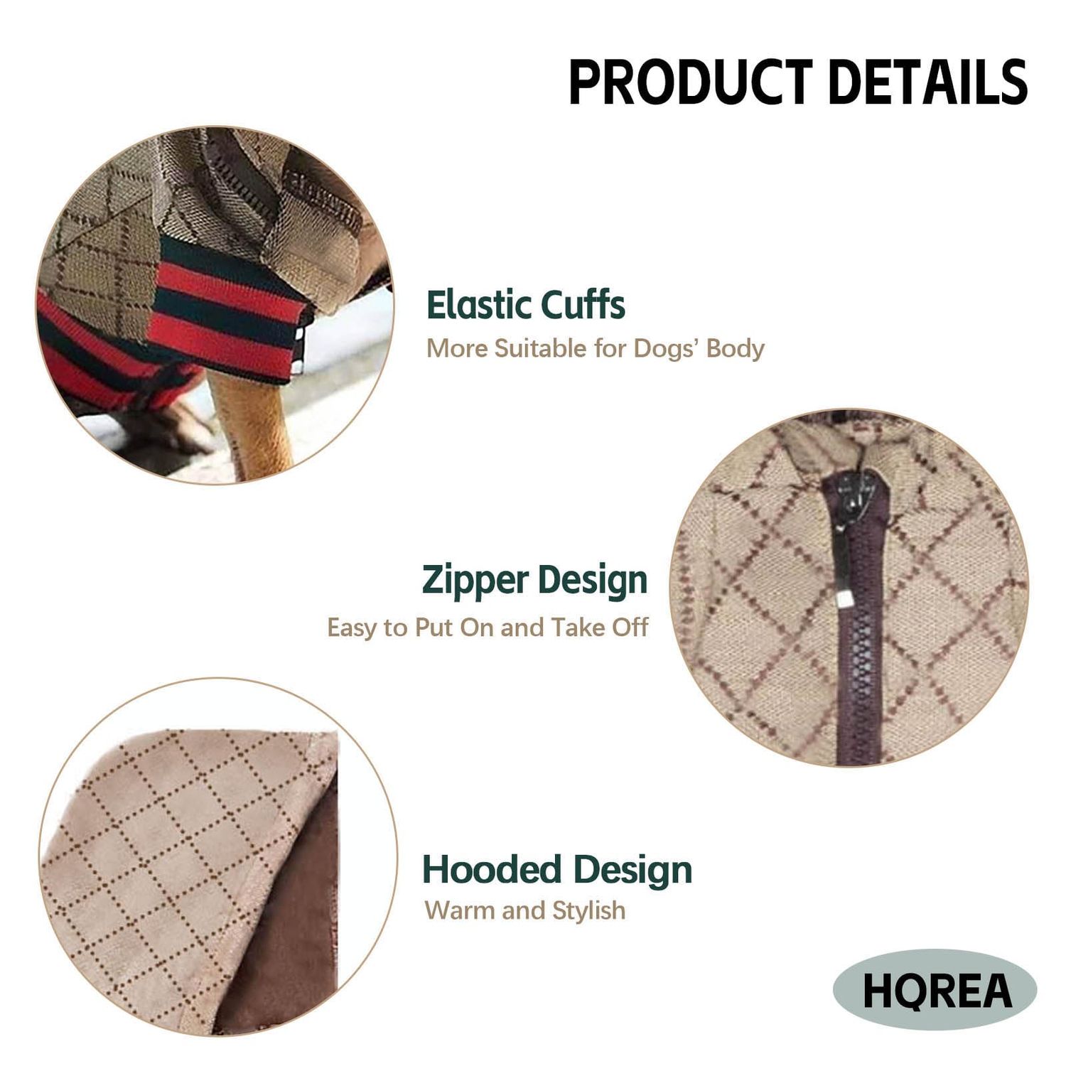 HQREA Dog Hoodie Luxury Winter Small Dog Jacket Clothes Classic Designer Warm Pet Coats Zipper Design Easy On/Off French Bulldog Teddy Pug Puppy Clothes(S)