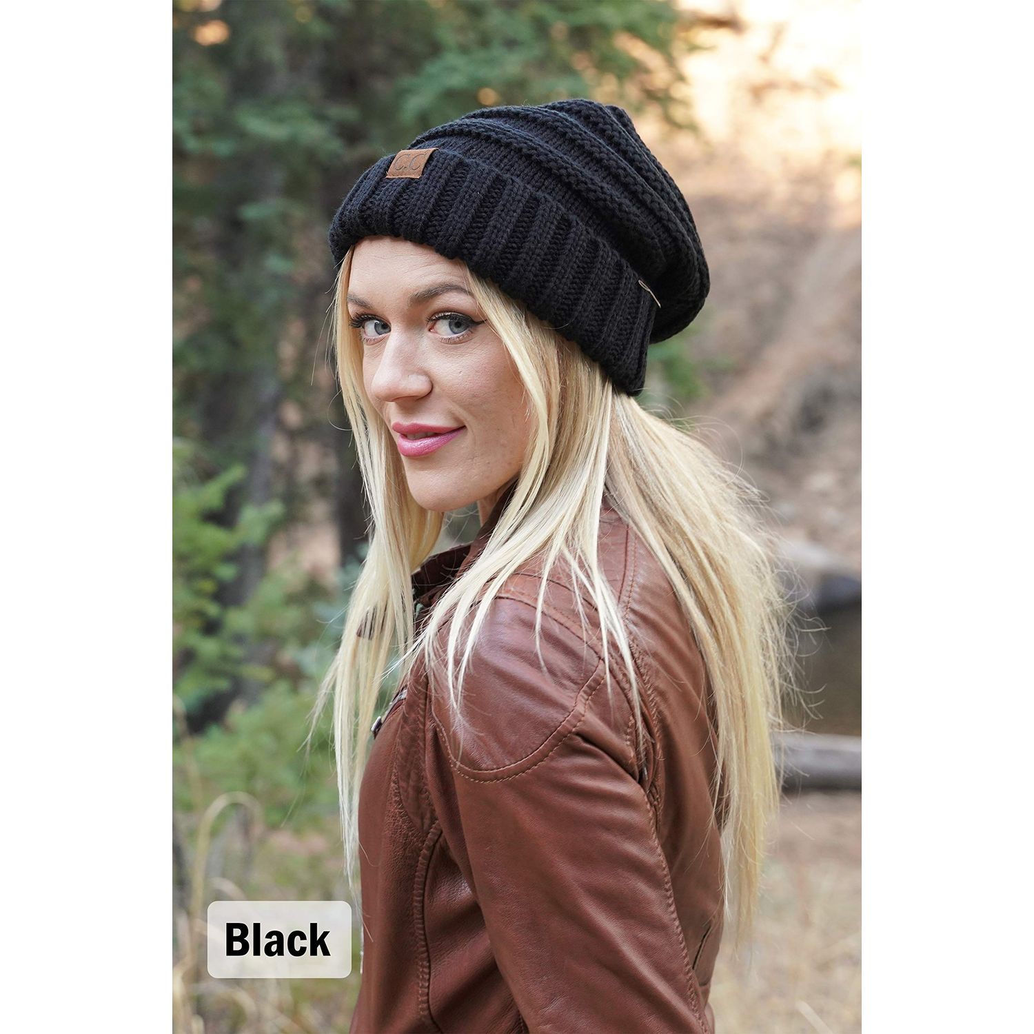 Women's Oversized Slouchy Chunky Knit Beanie Hat - Mustard