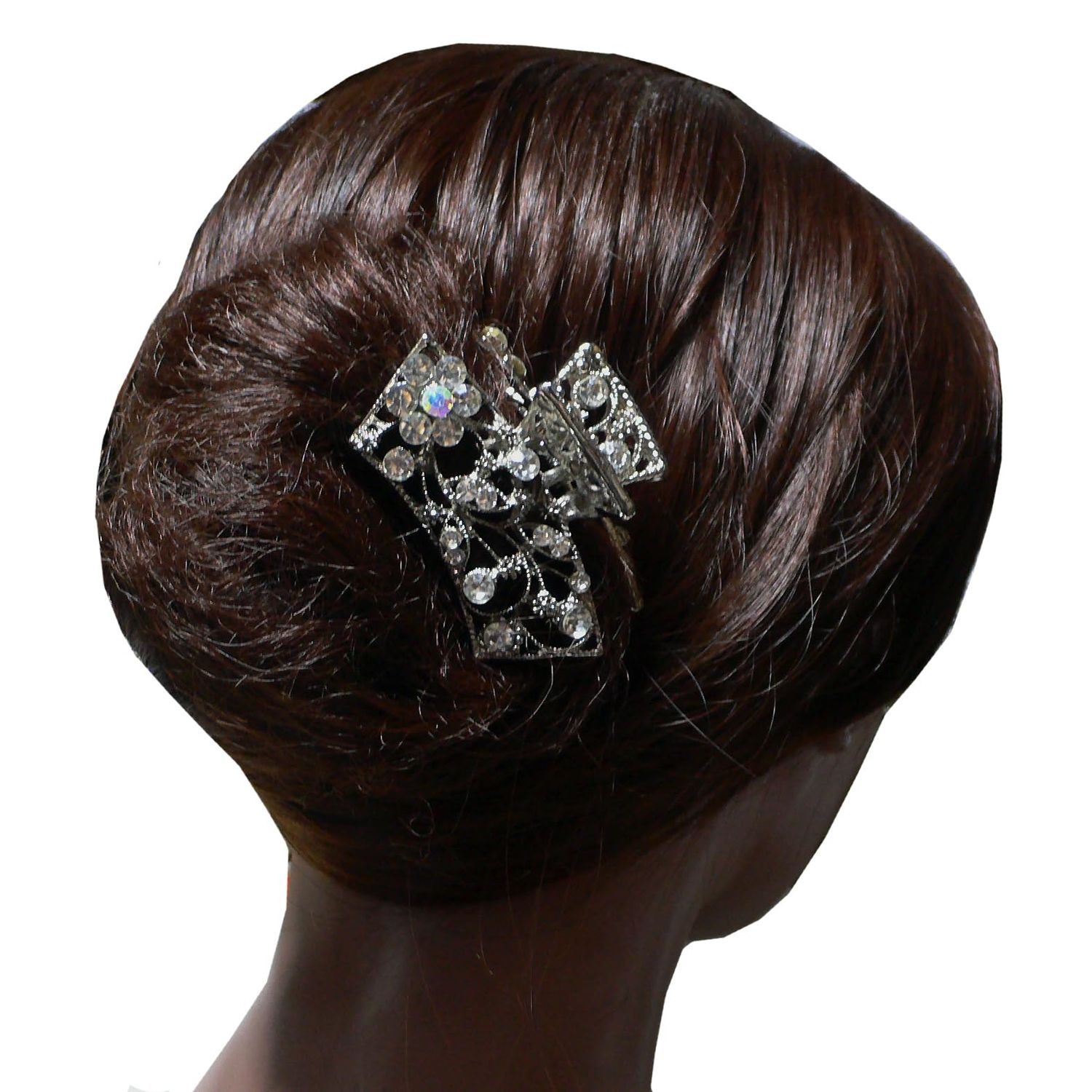 Set of 3 JCGY Crystal Metal Jaw Clip Hair Claws Distinctive Square Clip Design for Women Girls Updo Hair Styling-0354PurpleBrownCrystal
