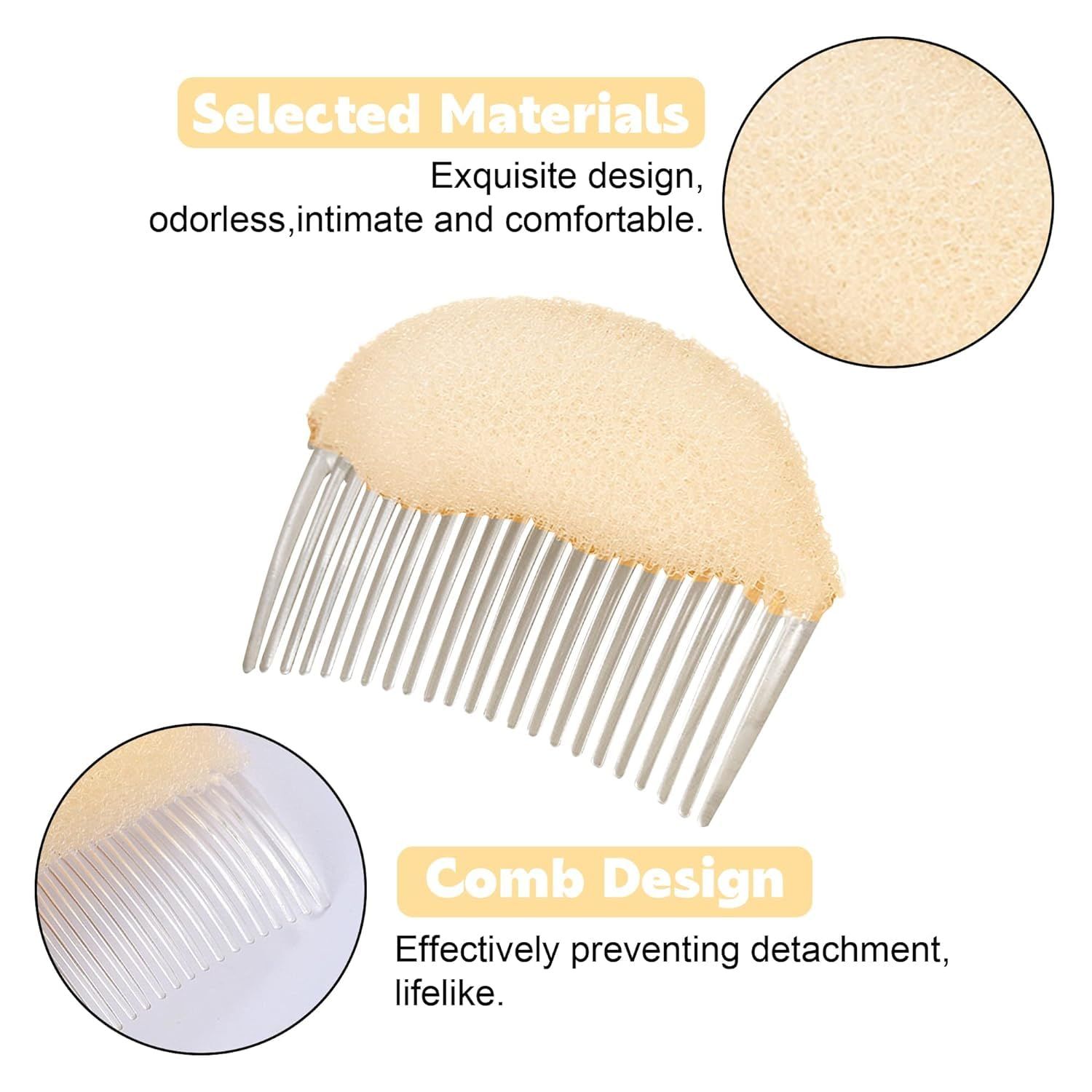 2Pcs Beige Charming Bump It Up Volume Inserts Hair Comb, Do Beehive Hair Style Tool Hair Comb, Do Beehive Hair Base Styling Accessories for Women Lady Girl