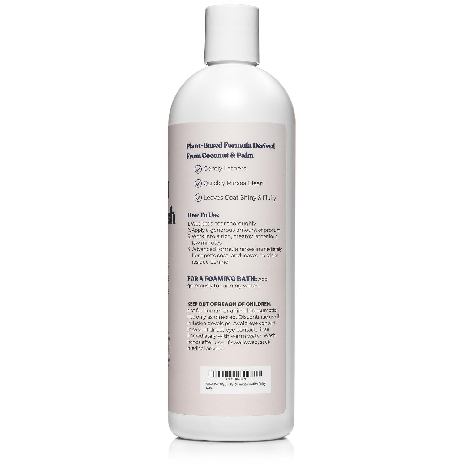 Freshly Bailey Dog Shampoo & Conditioner - 5-in-1 Pet Wash for Dogs & Cats - Cleans, Deodorizes, Conditions, Detangles, & Moisturizes - Natural Ingredients Perfect for Sensitive Skin - 16 FL Oz