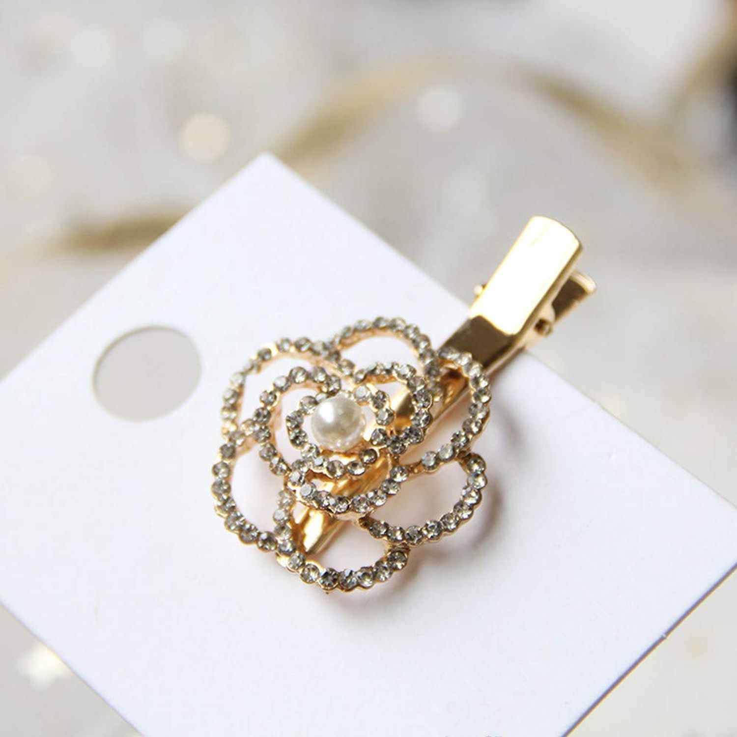 Xiwstar 2Pcs Rhinestone Crystal Pearl Flower Beak Duckbill Alligator Clip Pin Hair Accessories for Women Girls