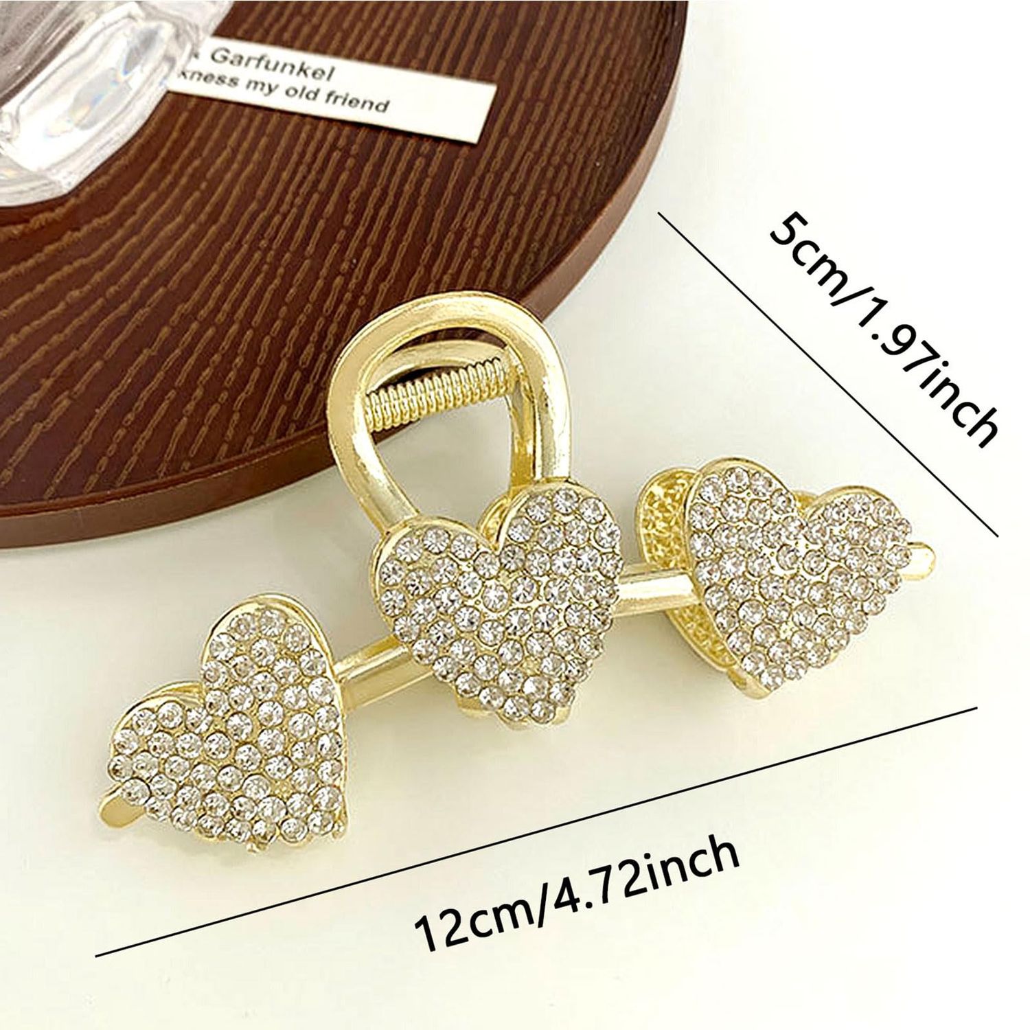Pearls Heart Hair Clips Valentines Day Hair Accessories for Women Girls Rhinestones Gold Metal Hair Claw Clips Shiny Hearts Hairpins Strong Hold Hair Clip for Thick or Thin Hair Decoration 1 Pcs