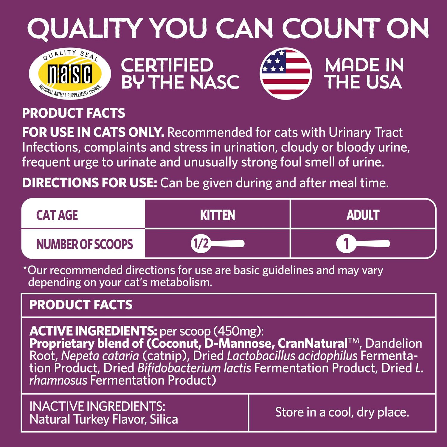Meowbiotics Kitty P. Freely Cat Urinary Supplement, Cranberry for UTI & Kidney Support Powder Probiotics for Cats, Made in USA (30 Days)