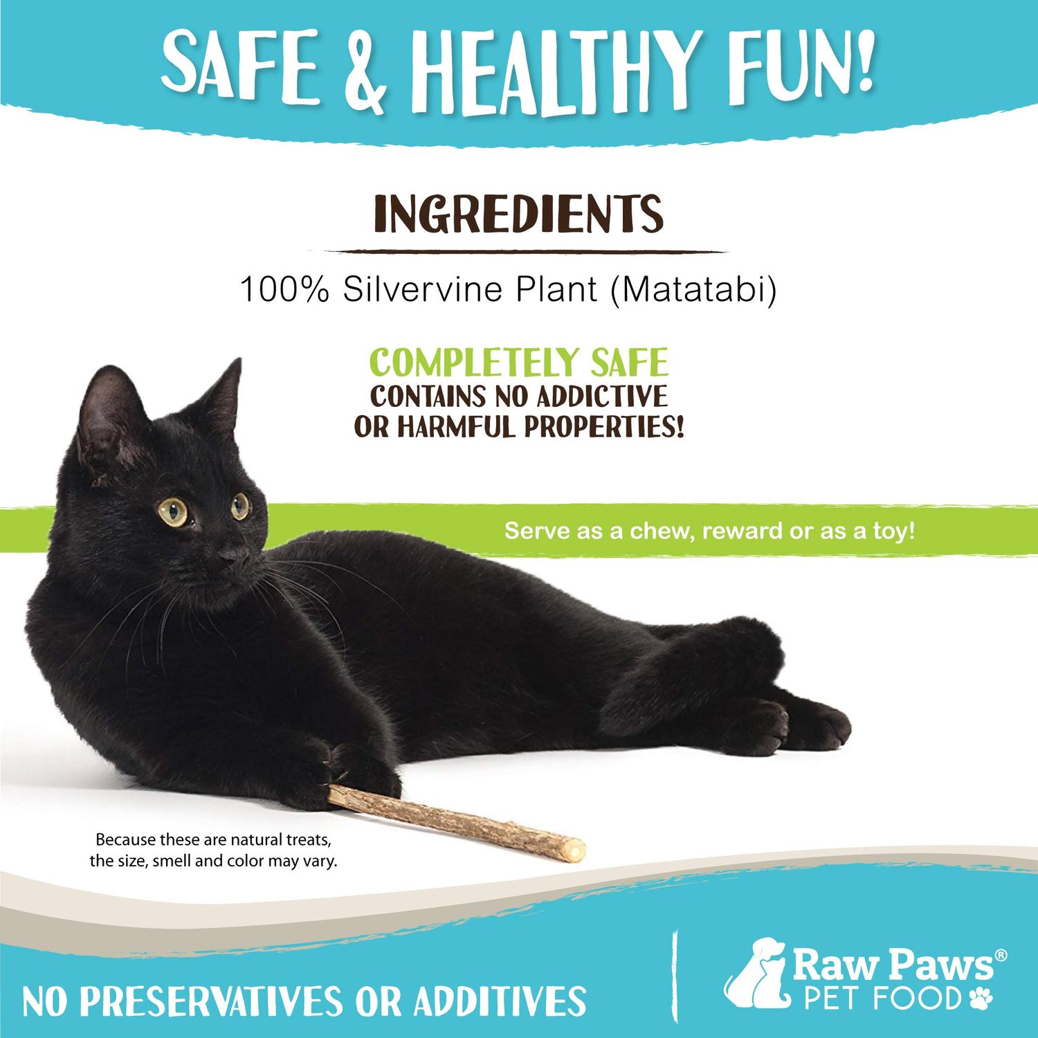 Raw Paws Silvervine Sticks, 30 ct - Silvervine Cat Toys for Indoor Cats - Catnip Sticks - Matatabi Cat Chew Stick - Silvervine for Cats, Silver Vine Sticks Cat Kicker Toy, Cat Toy Silvervine