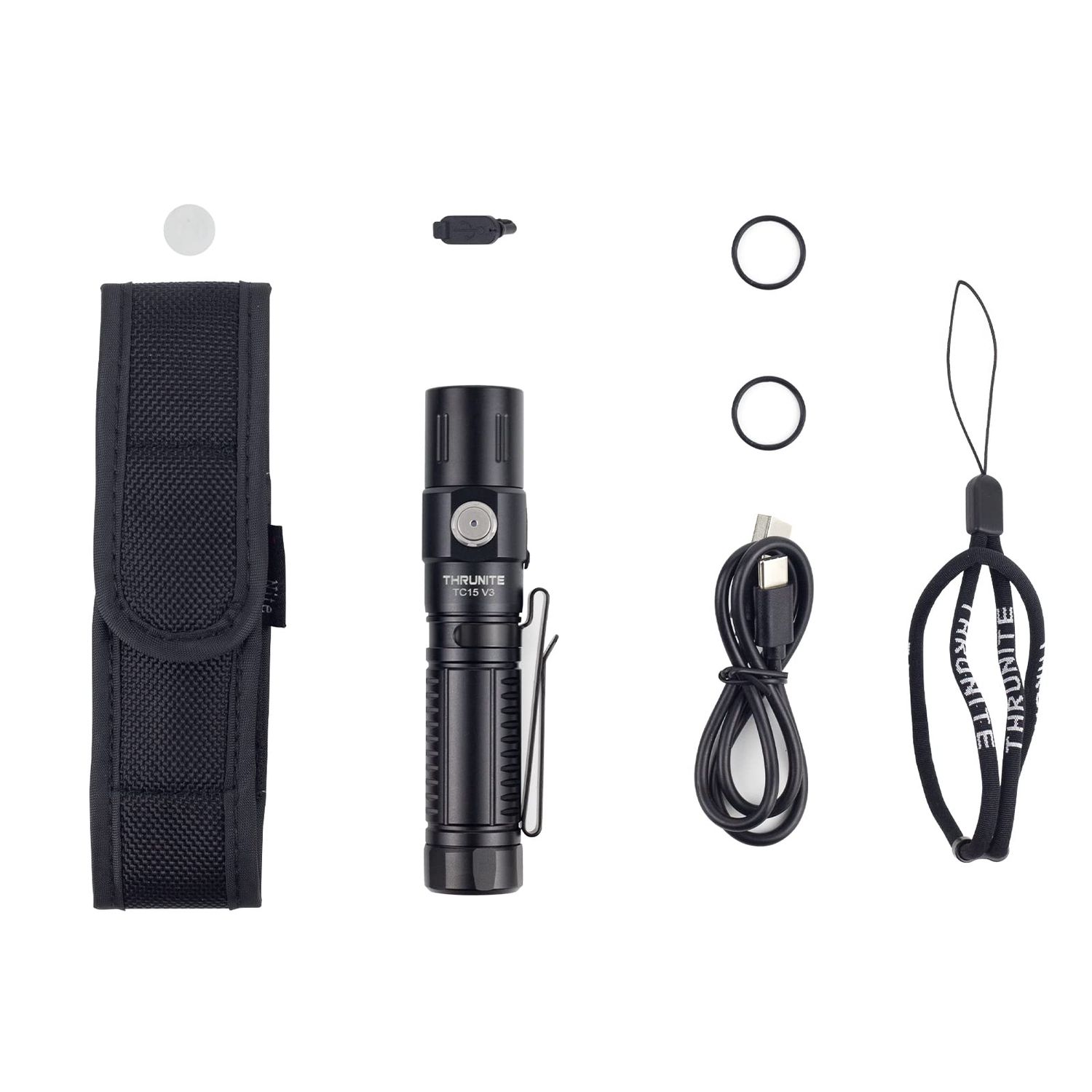 ThruNite TC15 V3 Rechargeable Flashlight High 2403 Lumens, Super Bright Flash Light, USB C Chargeable LED Flashlight, Multifunctional Pocket Light for Indoor/Outdoor - Black Neutral White