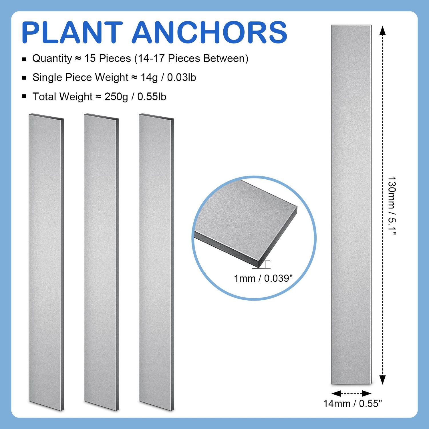 Aquarium Plant Over Weight Anchor About 15 Pcs Plant Weights Anchors for Fish Tank 5 Inch Can Cut Metal Strips 250g Weight Anchor for Live Plants Reinforced Weight Prevents Floating