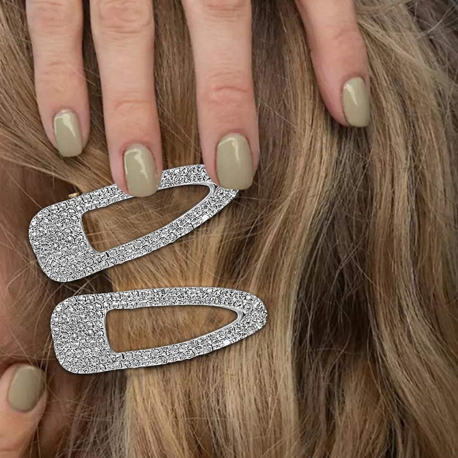 2PCS Silver Hair Clips Barrettes Glitter Rhinestones Hair Pins Hair Accessories for Women Girls