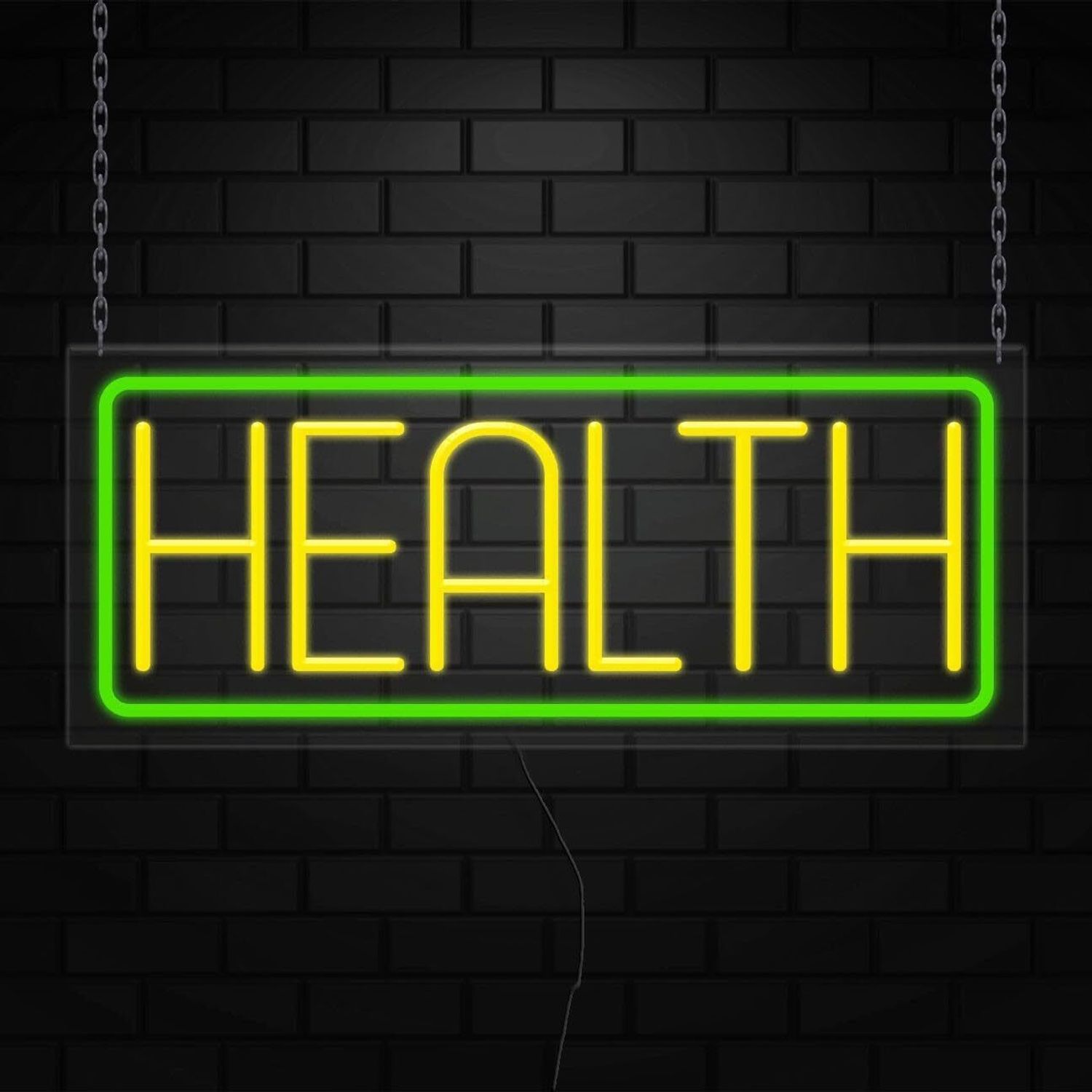 Health Neon Sign for Retail Displays | LED Flex Neon | 24"W x 10"H x 1"D