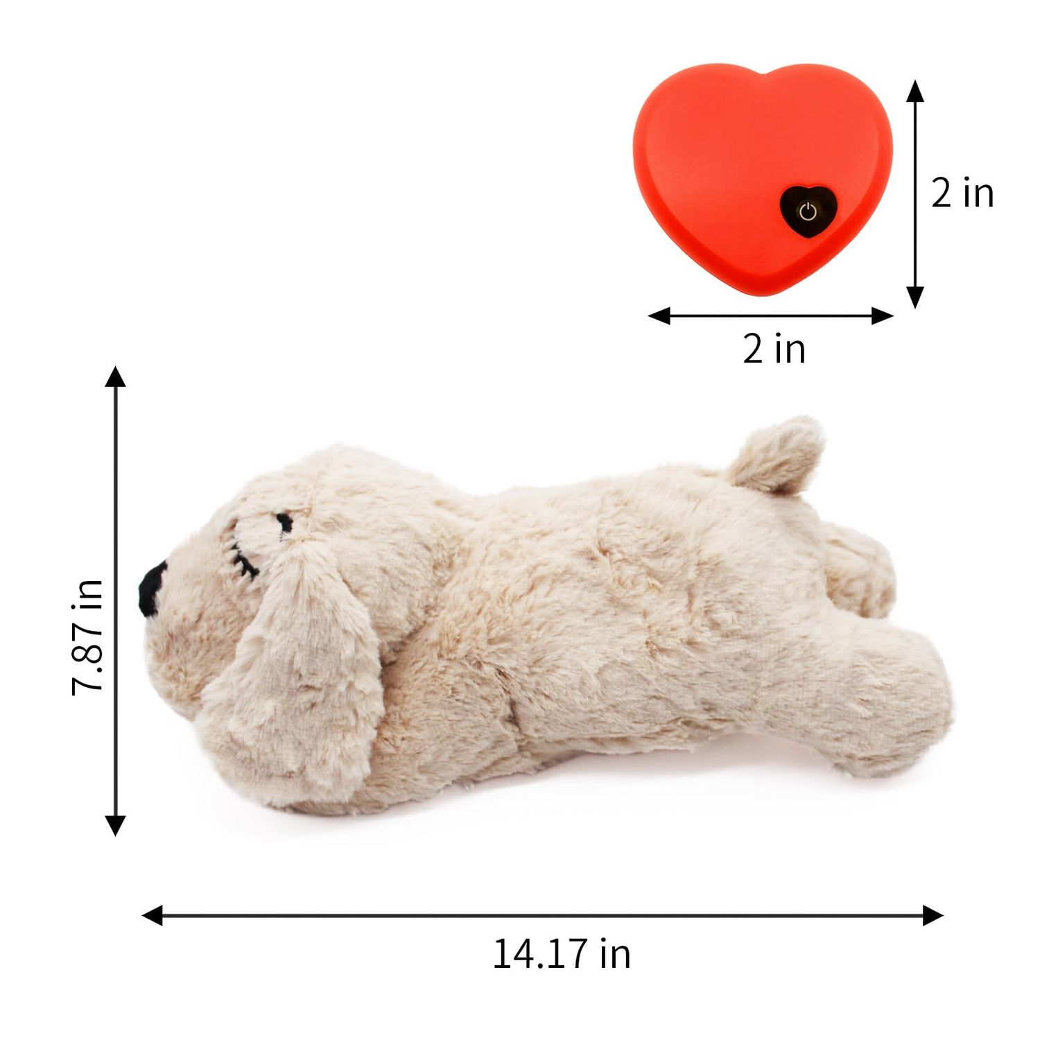 Heartbeat Puppy Toy Sleep Aid,Heartbeat Dogs Toys for Anxiety Relief,Stuffed Animal with Heartbeat for Puppy,Dog Heartbeat Toy for Puppy,Heartbeat Pillow Calming Toys Puppy Essentials Supplies(Beige)