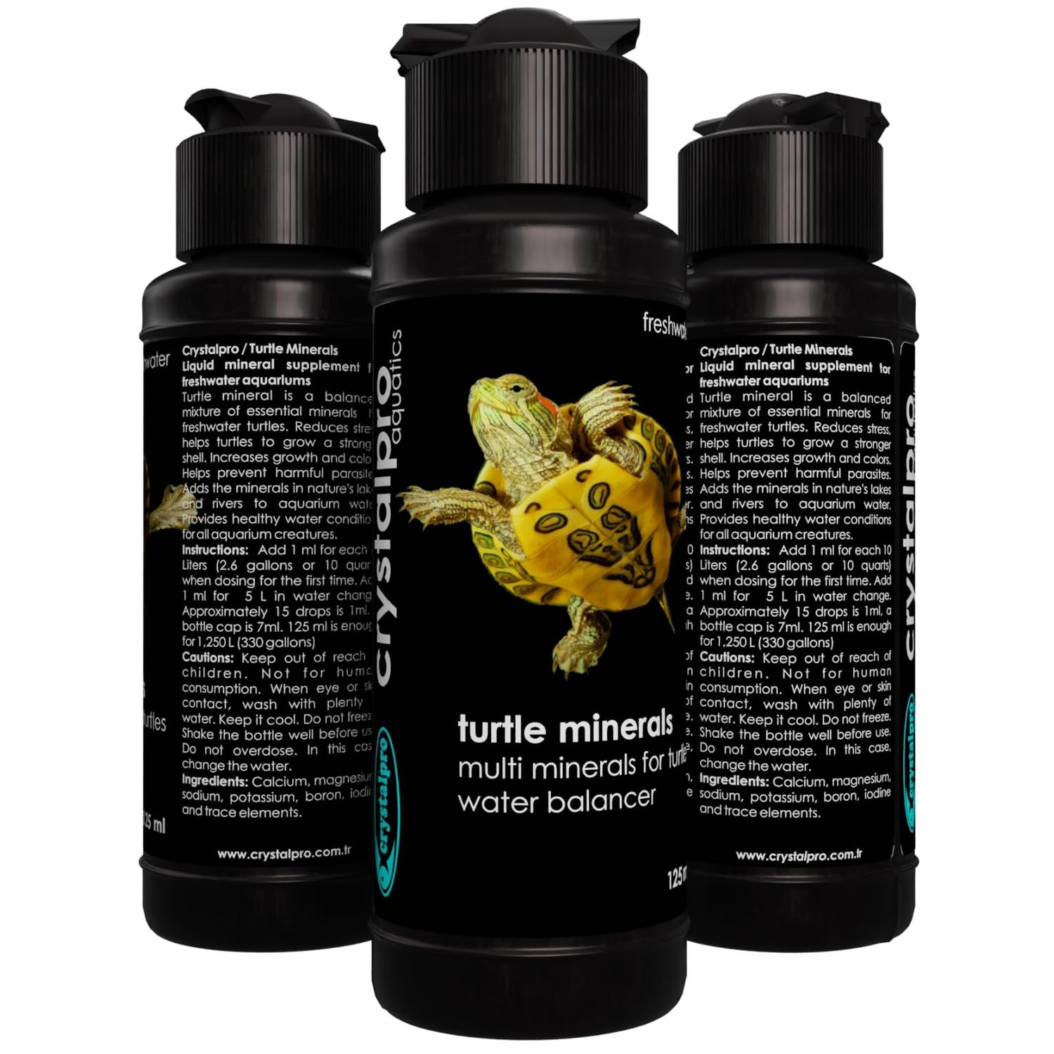 Crystalpro Turtle Minerals 4.22 Oz - Helps Grow a Better Shell and Improves General Health - Mineral Additive for Turtles- Aquarium Salt for Freshwater Tanks - Calcium for Turtle