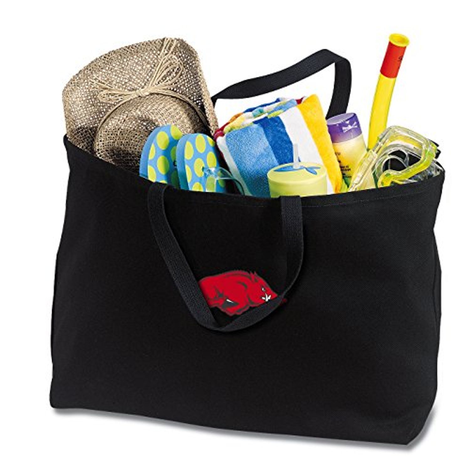 JUMBO Arkansas Razorbacks Tote Bag or Large Canvas University of Arkansas Shopping Bag