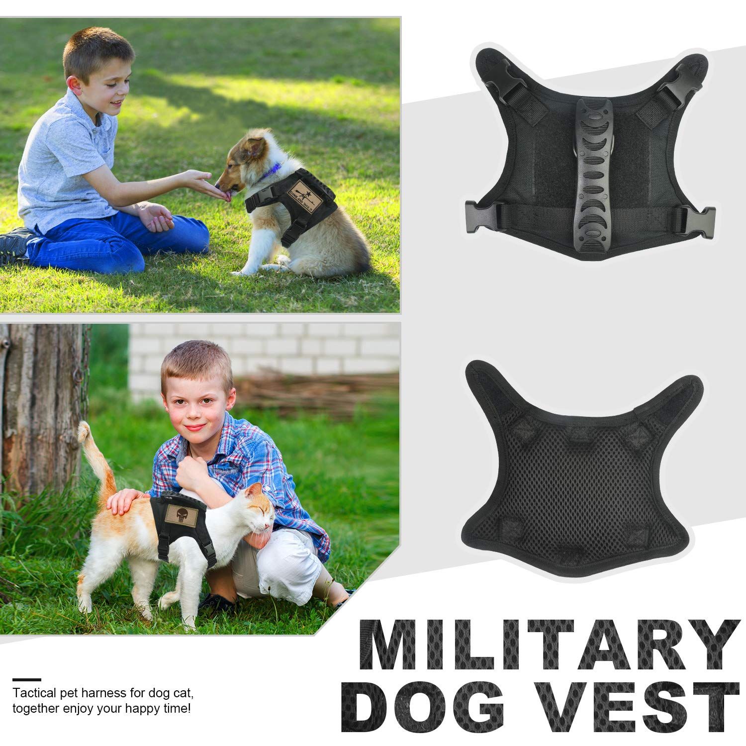 SALFSE Tactical Dog Training Harness Outdoor Working Vest Adjustable Military MOLLE Dog Vest Harness with Rubber Handle