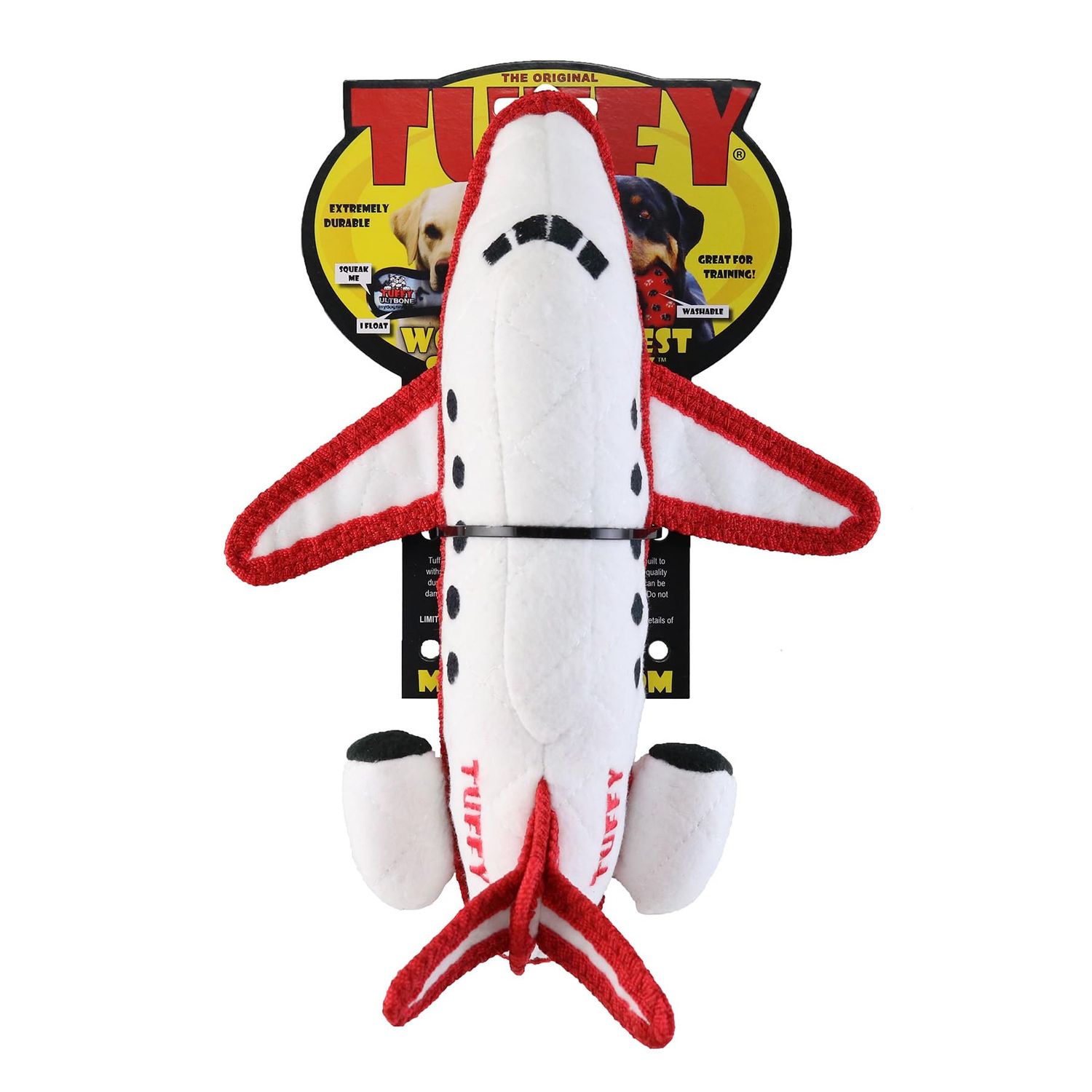 TUFFY-World's Tuffest Soft Dog Toy-Transportation-Airplane-NO Squeakers-Multiple Layers. Made Durable, Strong & Tough. Interactive Play (Tug, Toss & Fetch). Machine Washable & Floats. (2 Pack)