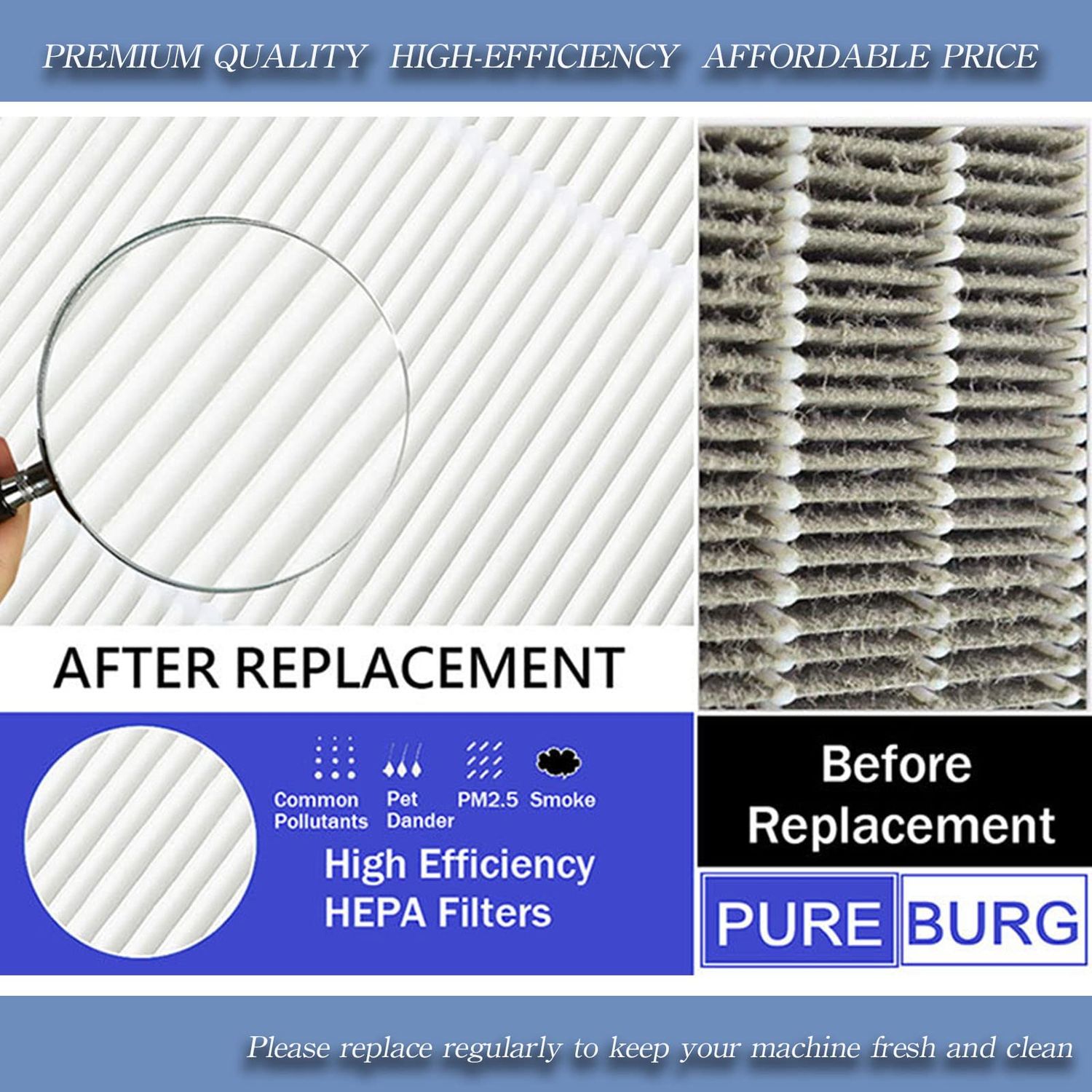 PUREBURG GP-1-F Replacement Filter Compatible with B-Air Grizzly Dryer GP-1,8-Pack Washable Pet-hair Dryer Deodorization Filter Air Clean Dust