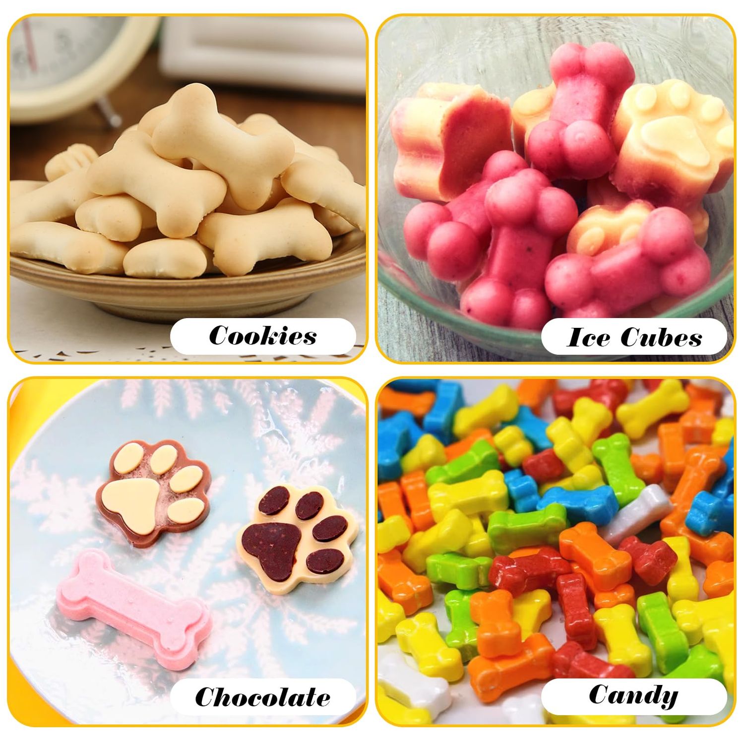 6PCS Silicone Molds Puppy Dog Paw and Bone, Elegant Chocolate Molds for Baking, Non-Stick gummy molds, Dog Treat Molds, Used for Chocolate, Candy,Pudding, Jelly,Ice Cube,Biscuits,Dog Treat by AOULELA