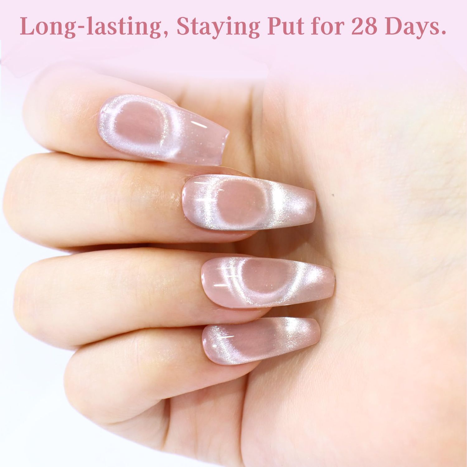 Creaglam Cat Eye Gel Nail Polish Set, 3 Pcs Gel Polish 1 Silver Shimmer Velvet Gel Nail Polish and 2 Colors Gel Polish (Pink and Black) Holographic Nail Polish with Magnet UV Gel Nail Art
