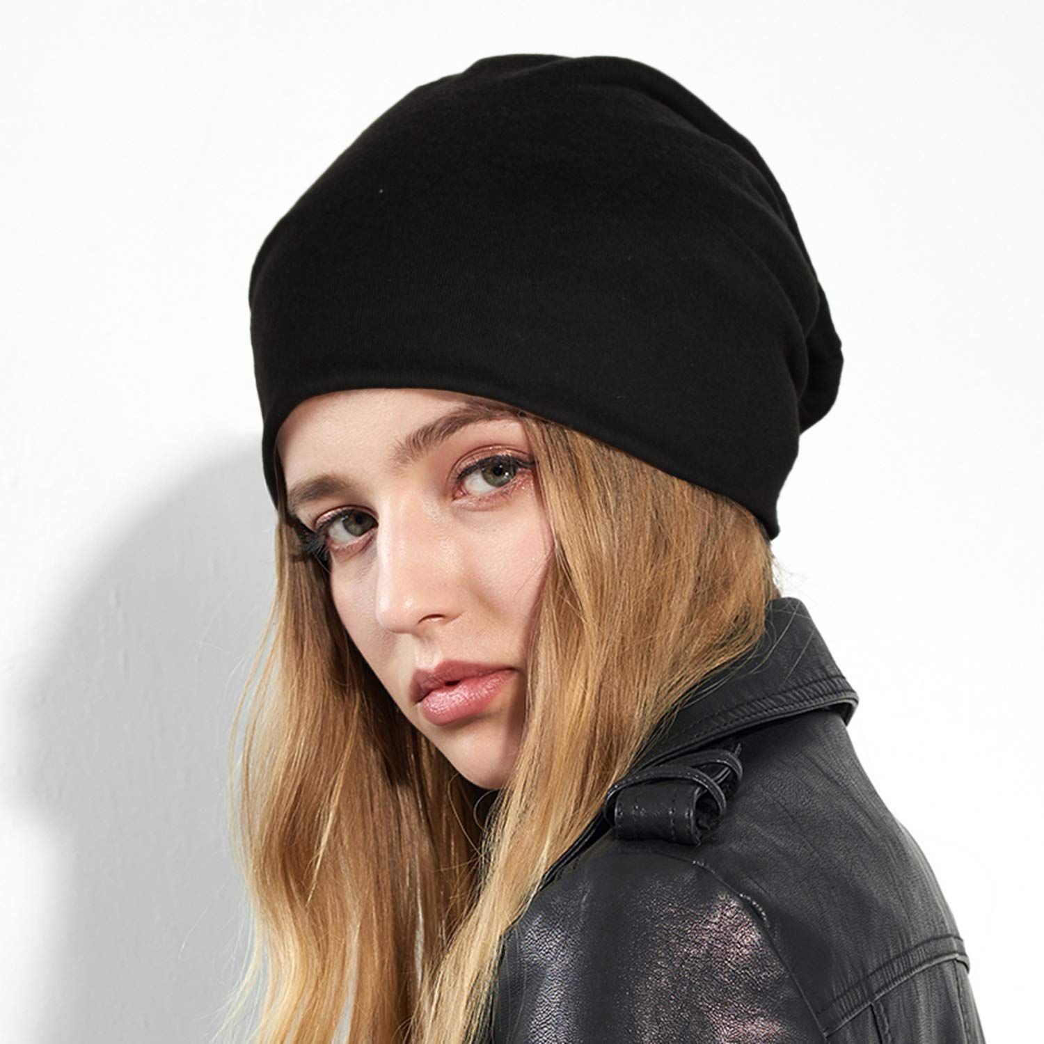ELLEWIN Cotton Slouchy Beanie Hats Chemo Cap for Men Women Soft Lightweight Running Adult Beanie Hats
