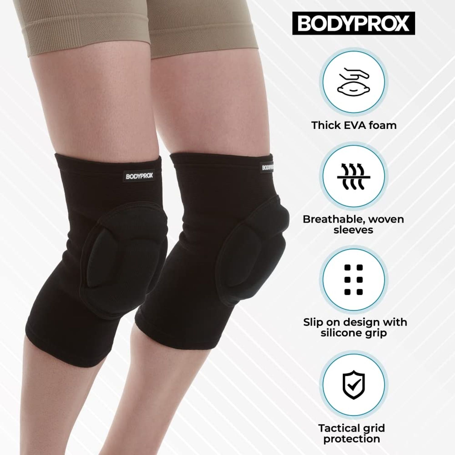 Bodyprox Protective Knee Pads, Thick Sponge Anti-Slip, Collision Avoidance Knee Sleeve (Large)
