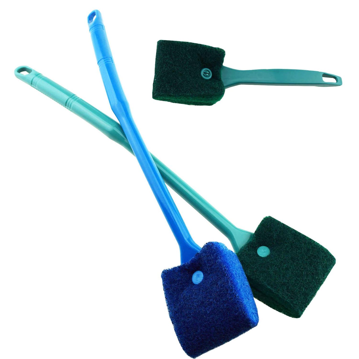 AOODOOM 3 PCS Double-Sided Aquarium Fish Tank Algae Cleaning Brush with Non-Slip Handle, Sponge Scrubber Cleaner for Glass Aquariums and Home Kitchen